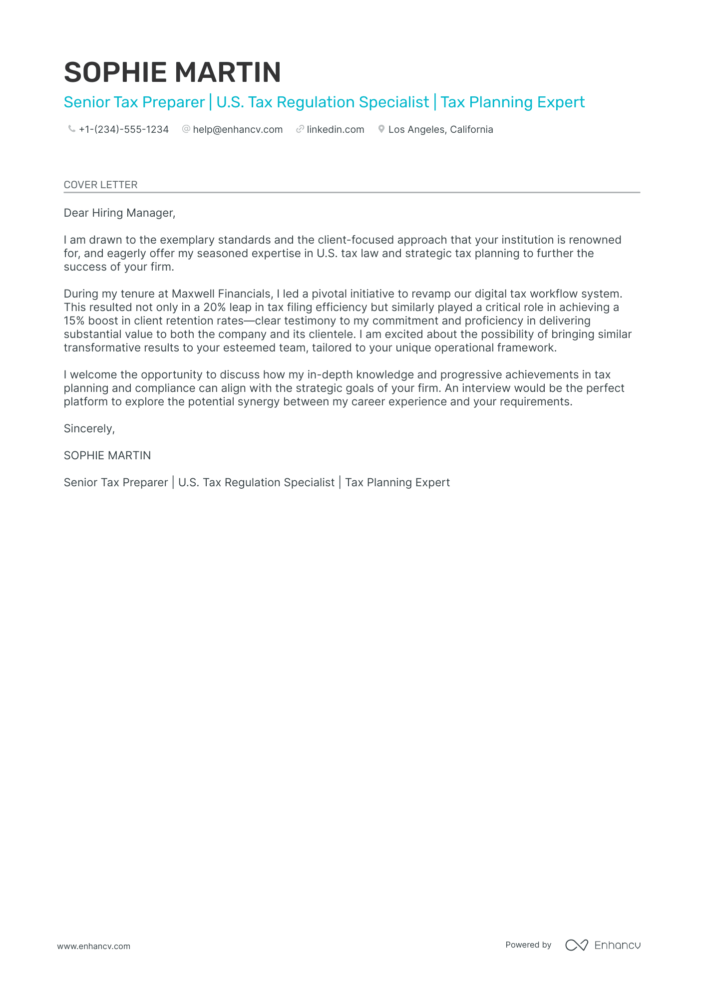 Tax Preparer Resume Example