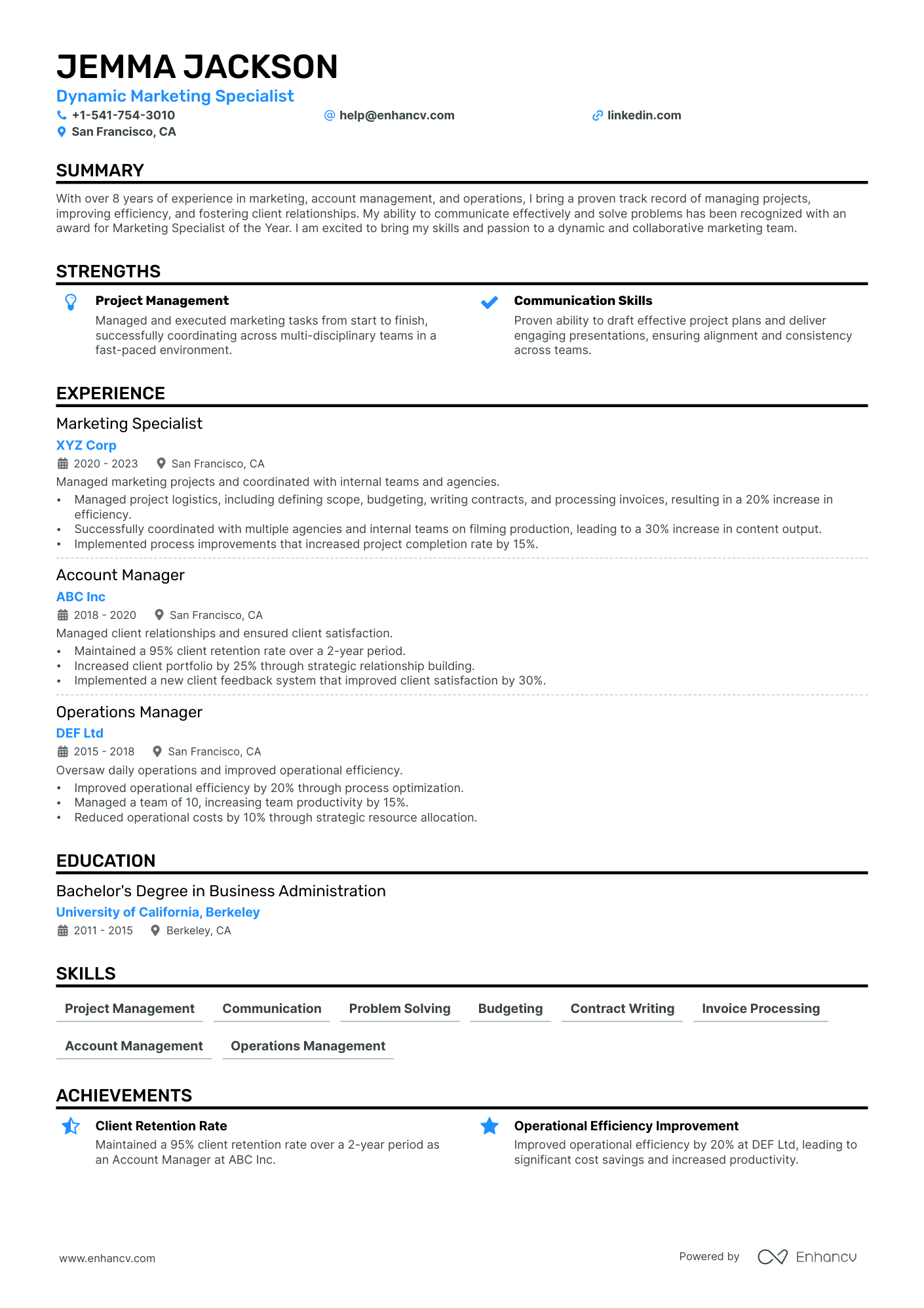 Marketing Associate Resume Example