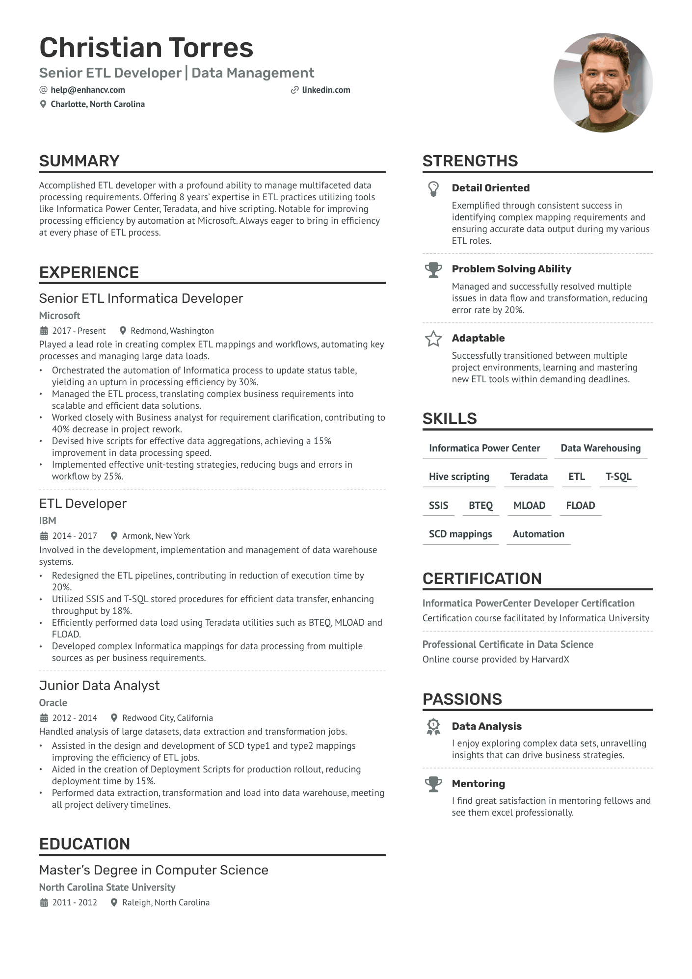 Informatica ETL Developer Resume Example