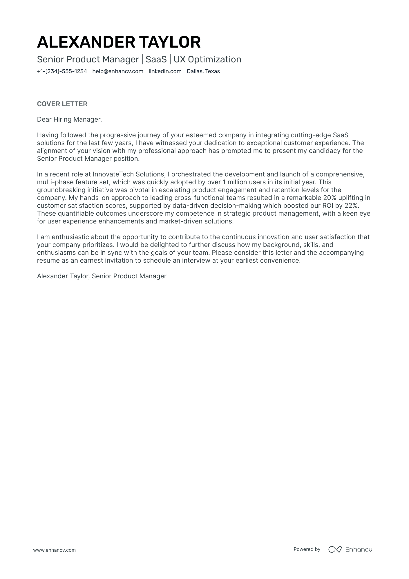 SaaS Product Manager Resume Example