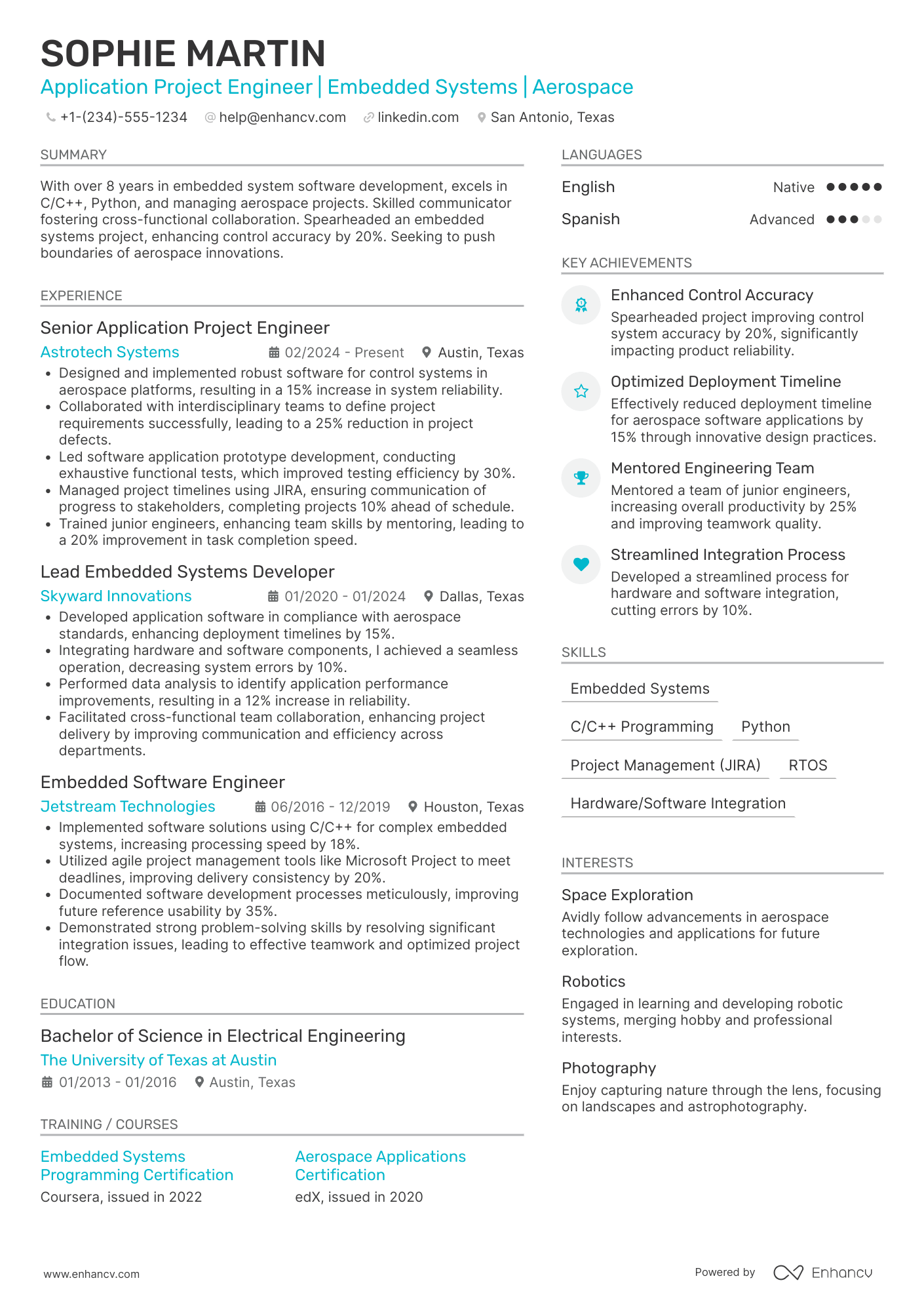 Application Project Engineer Resume Example