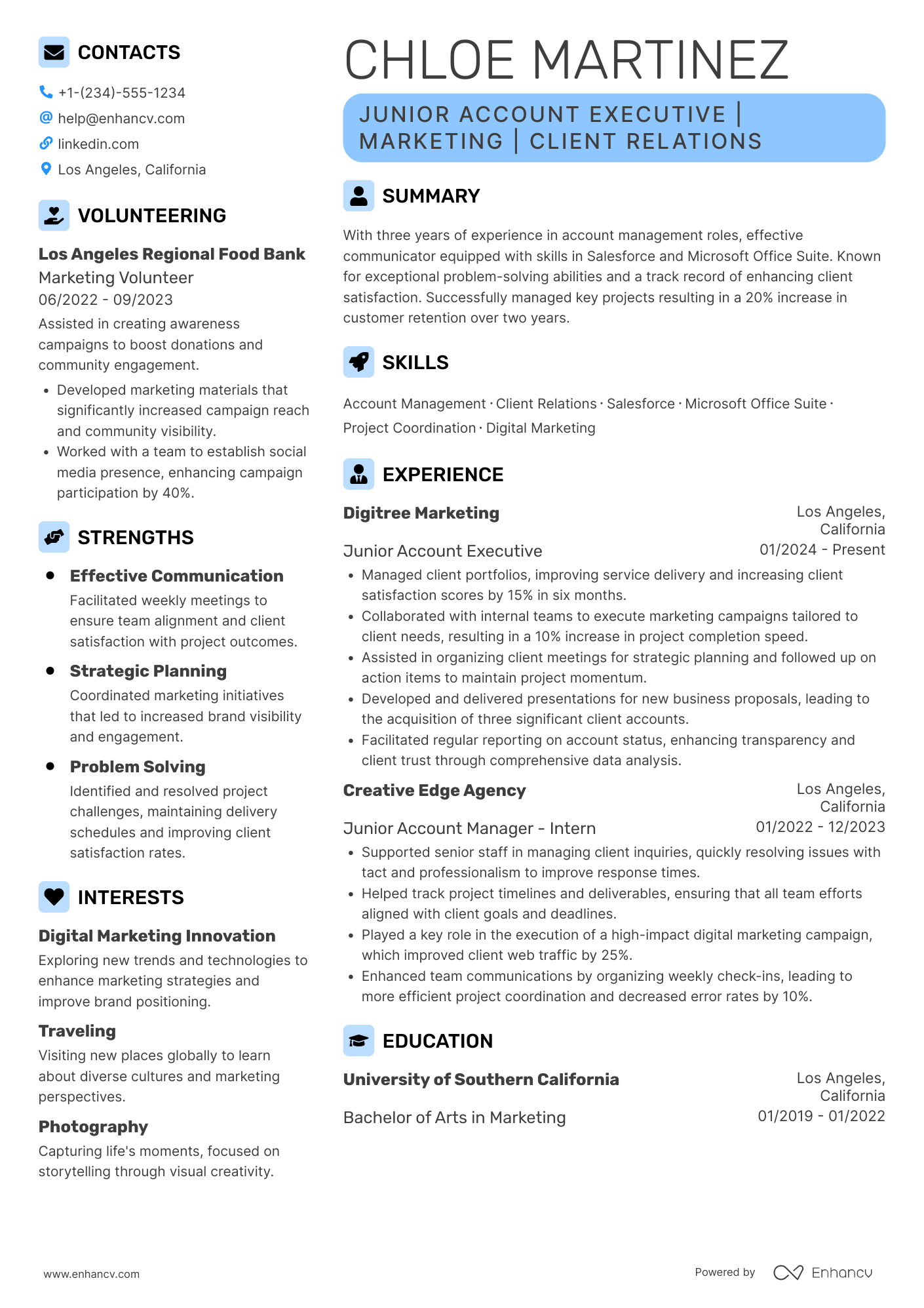 Junior Account Executive Resume Example