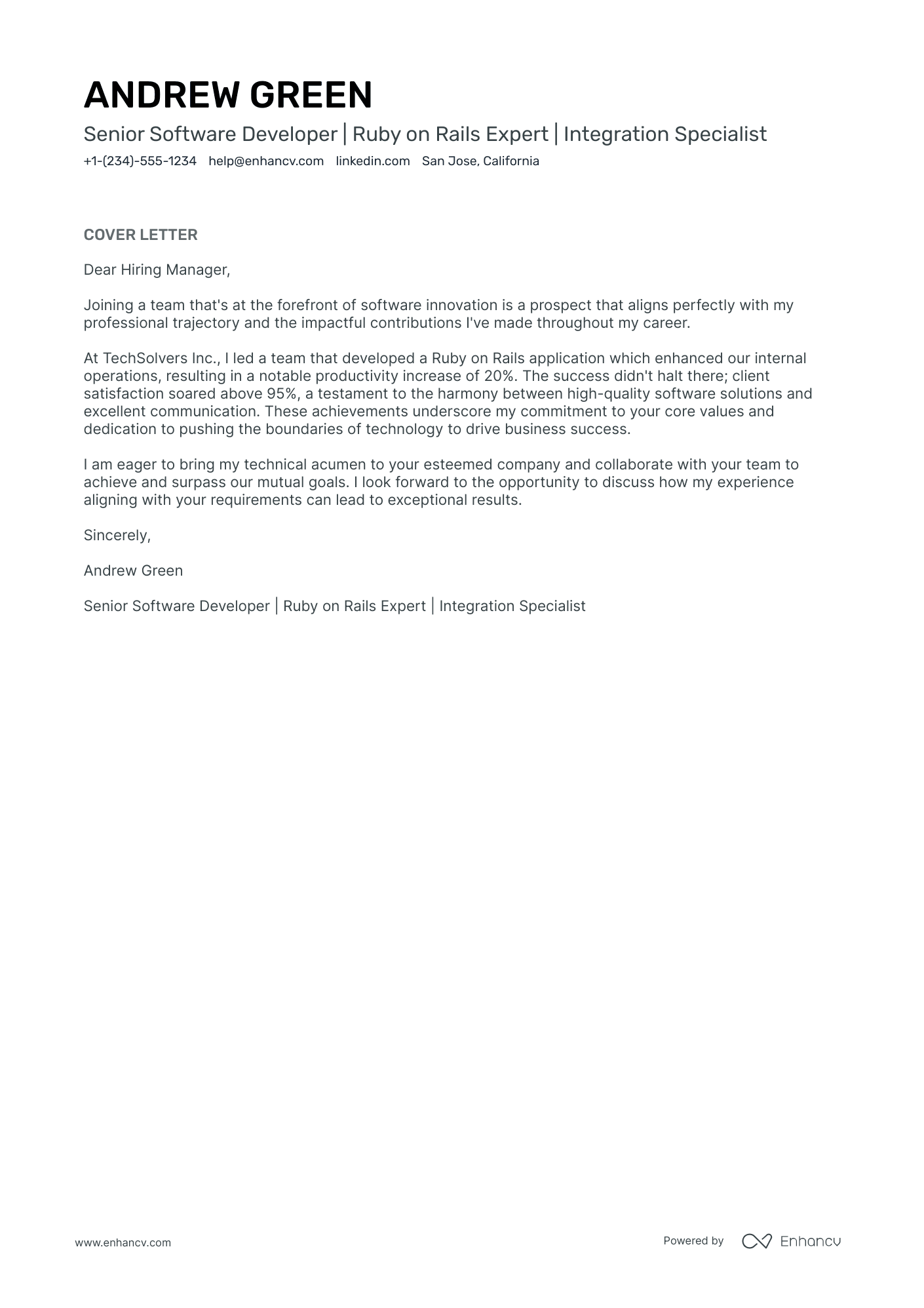Ruby On Rails Developer Resume Example