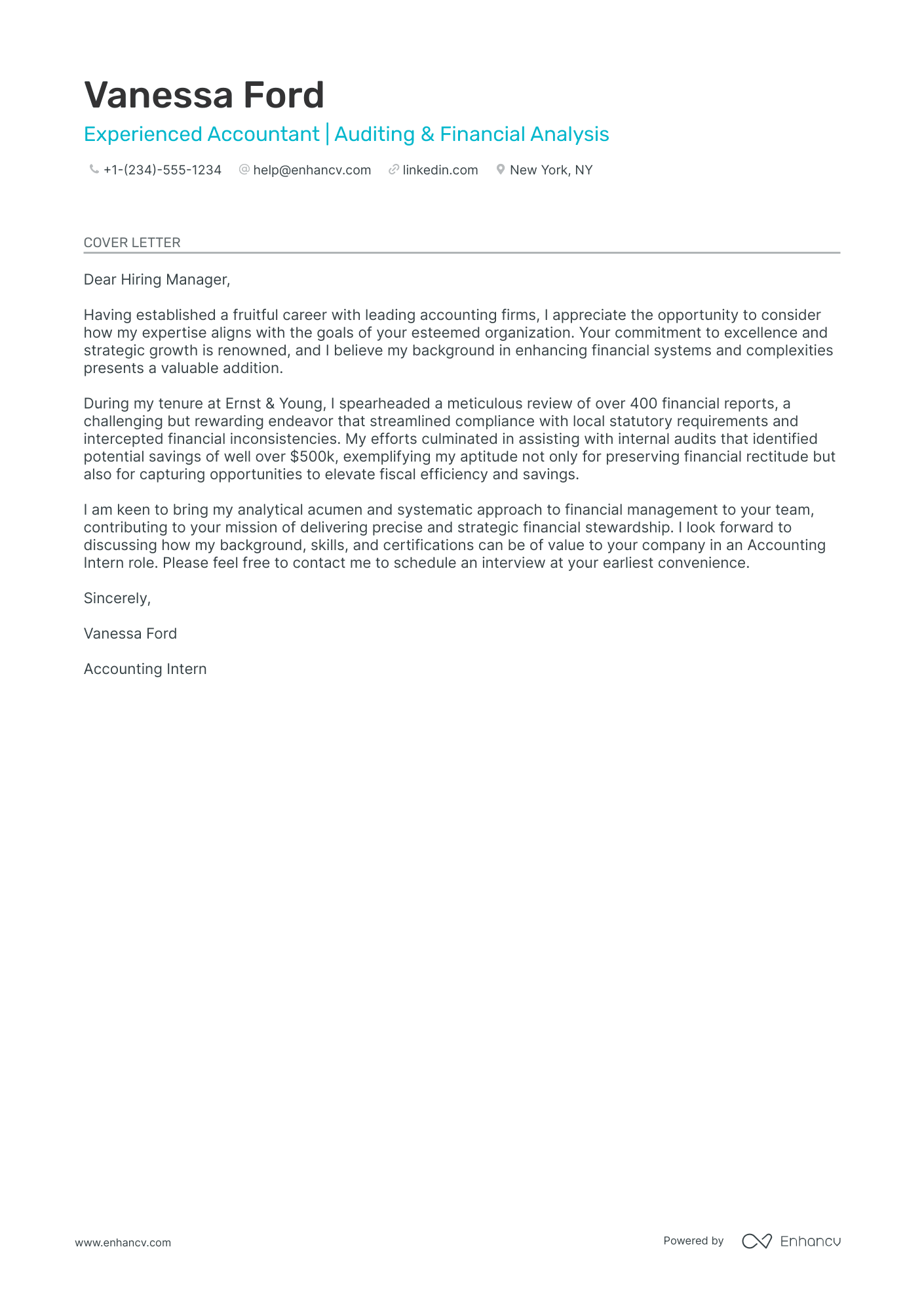 Accounting Intern Resume Example