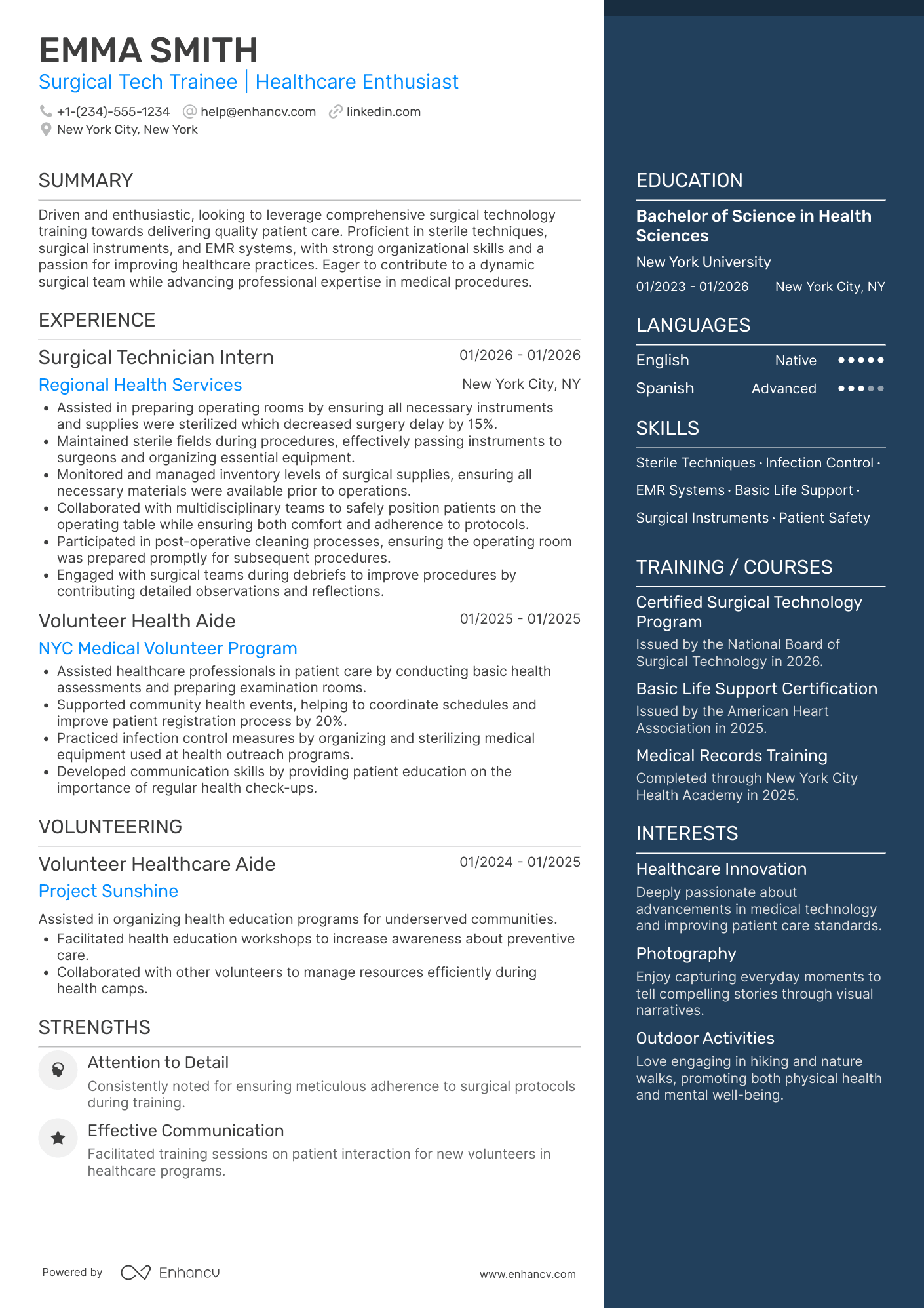 Surgical Tech Trainee Resume Example