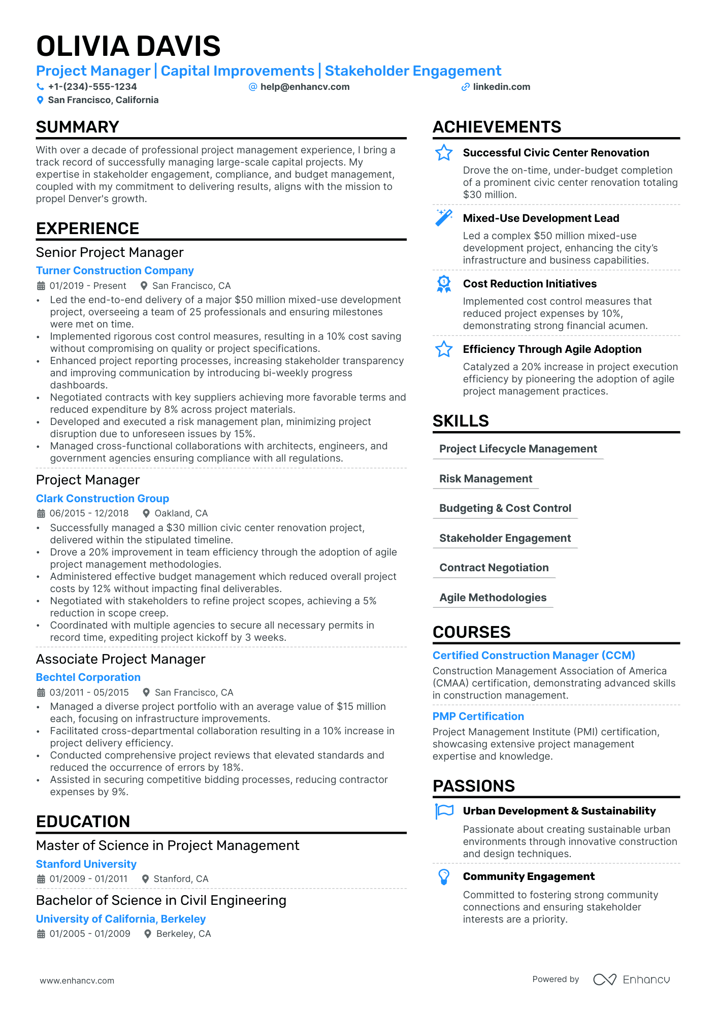 Engineering Project Manager Resume Example