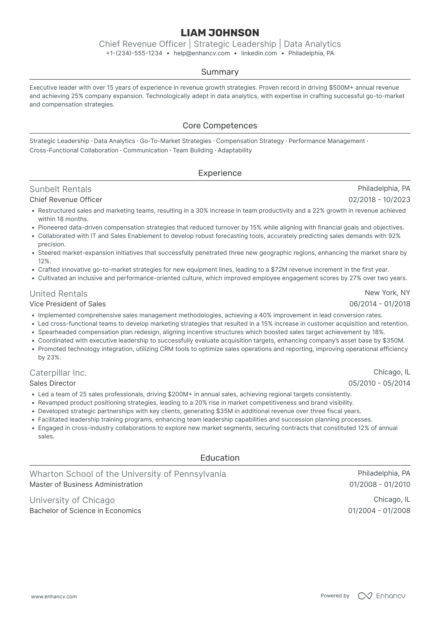 Associate Chief Revenue Officer Resume Example