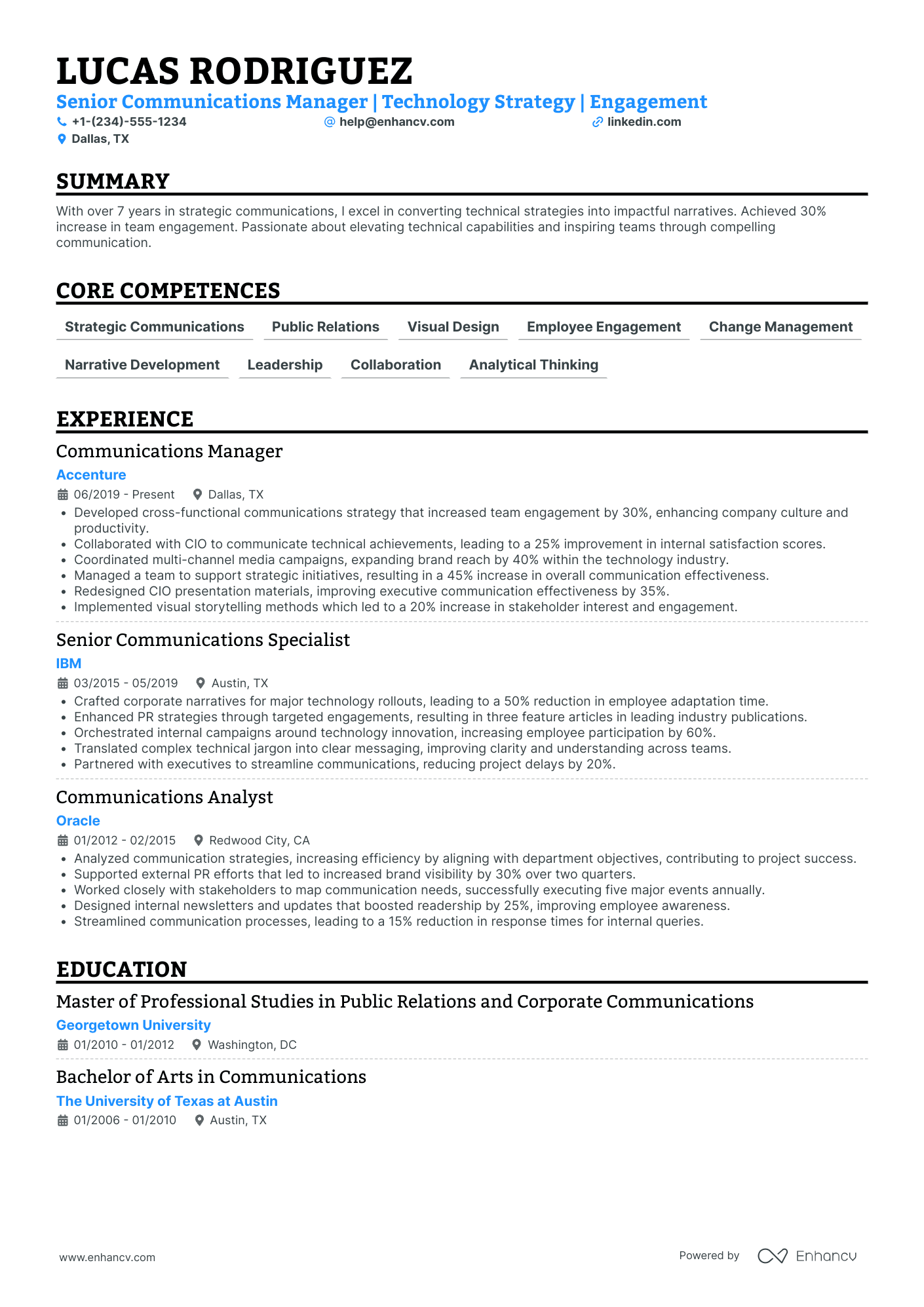 Chief Information Officer in Hospitality Resume Example