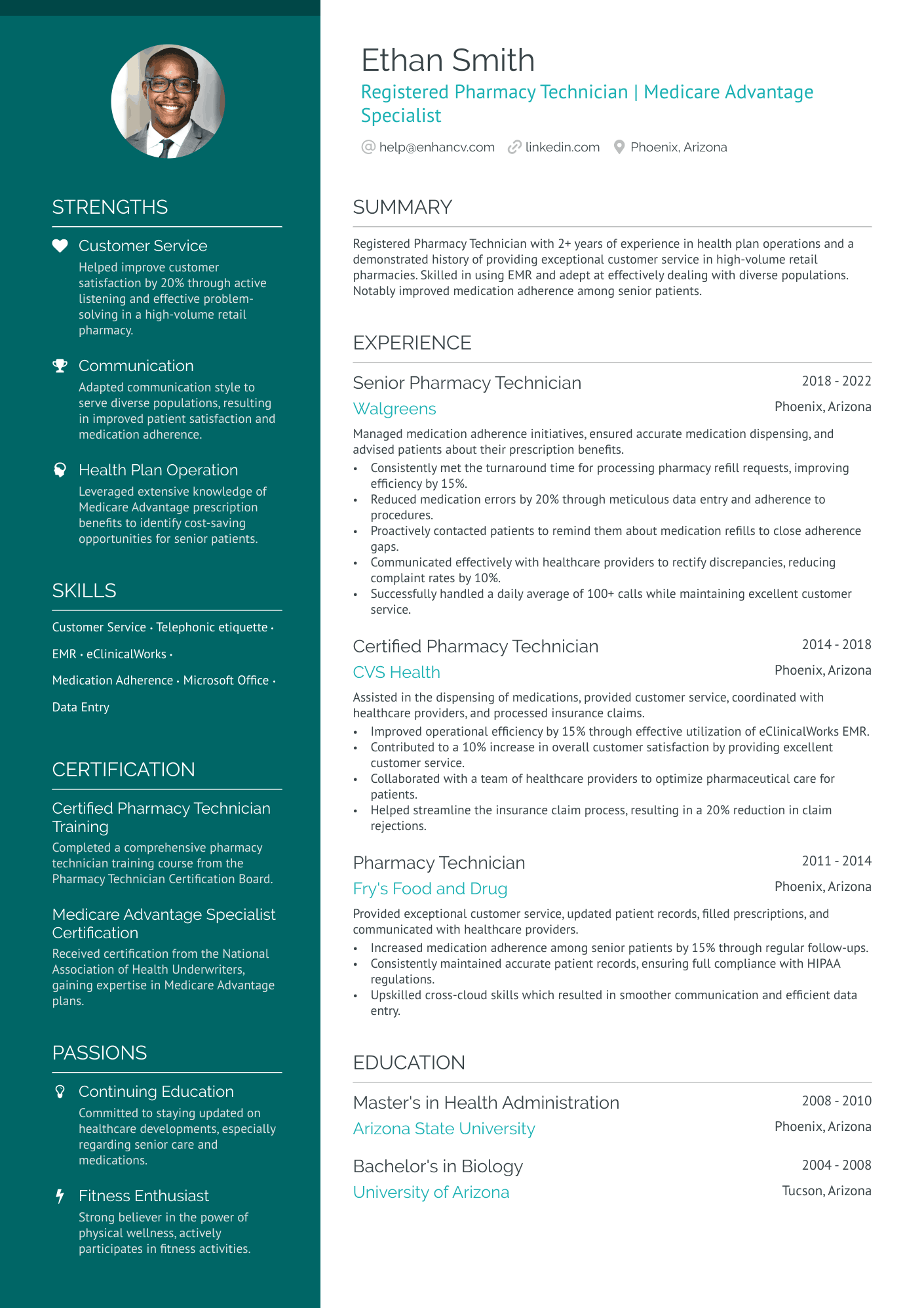 Registered Pharmacy Technician Resume Example
