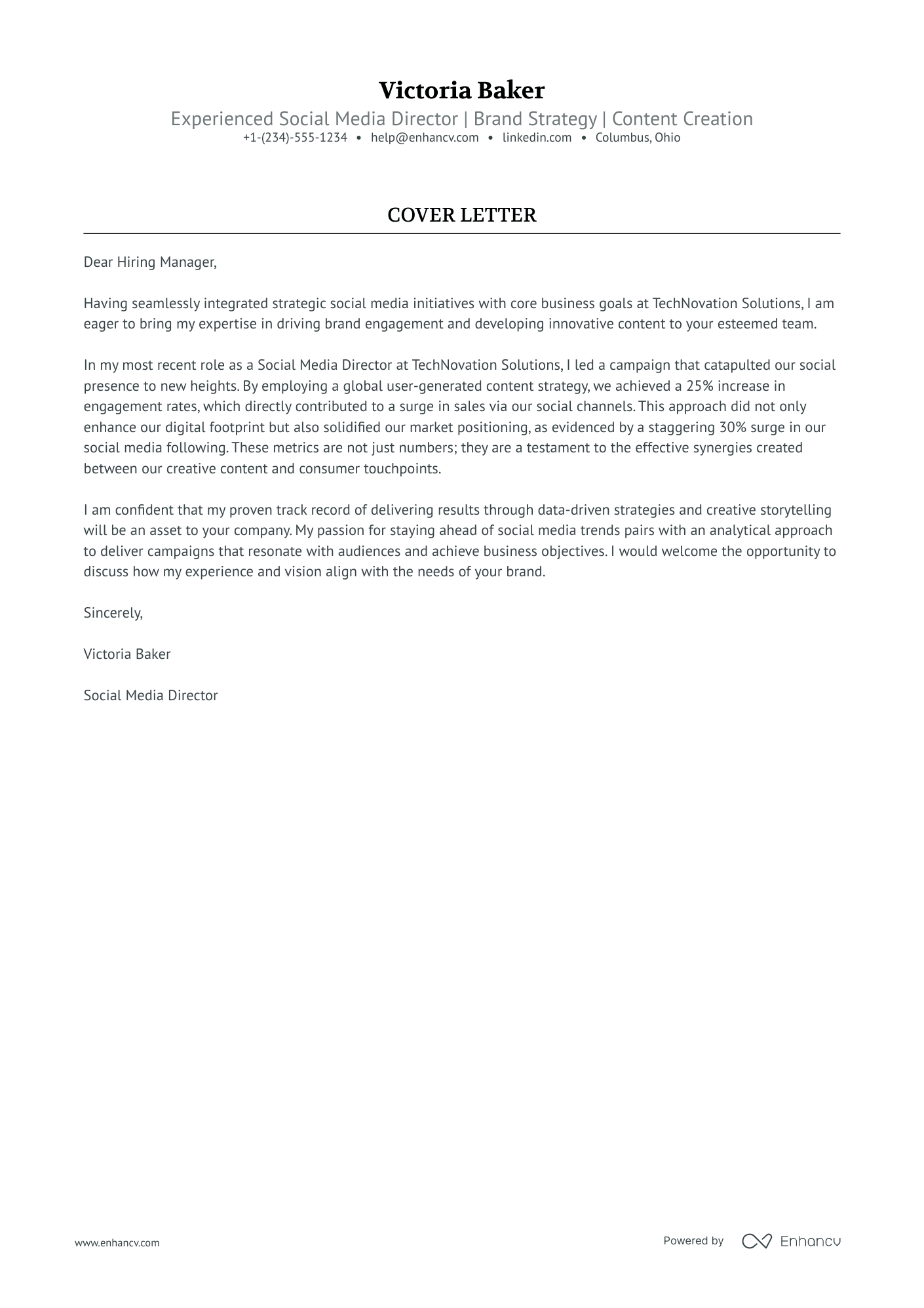 Social Media Director Resume Example
