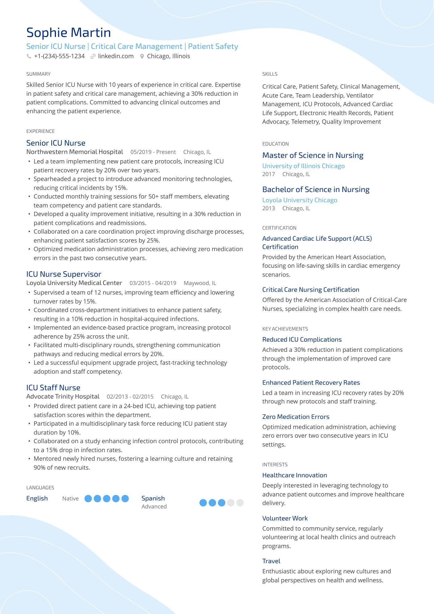ICU Nurse Resume Example
