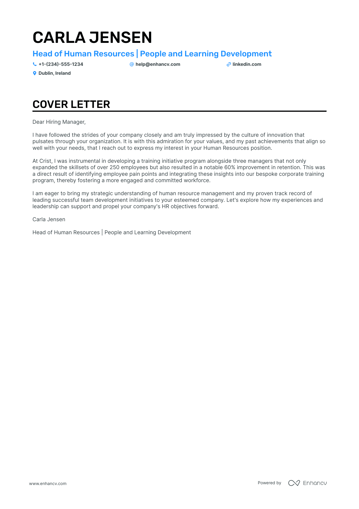 HR Manager Resume Example