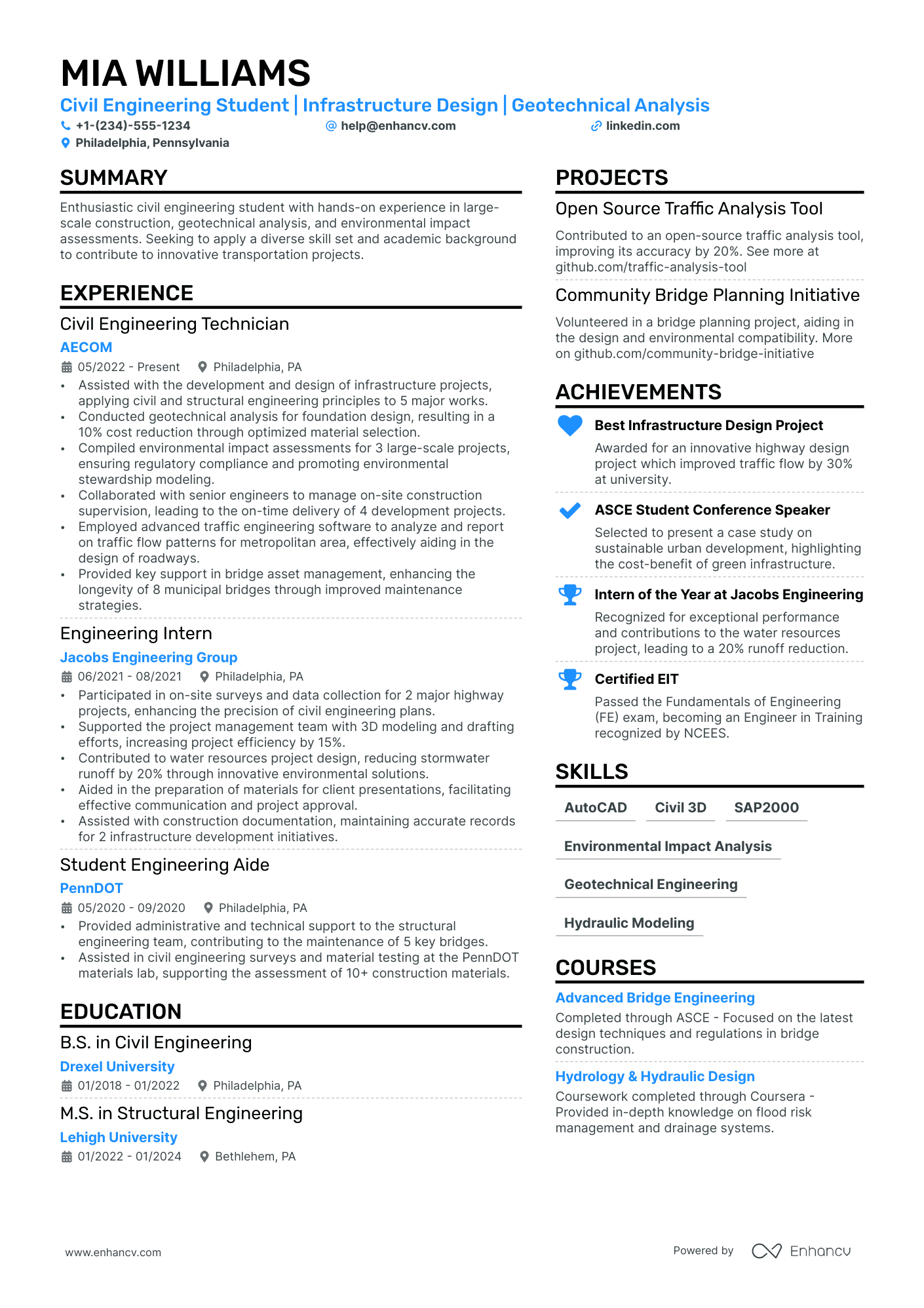 Engineering Student Resume Example