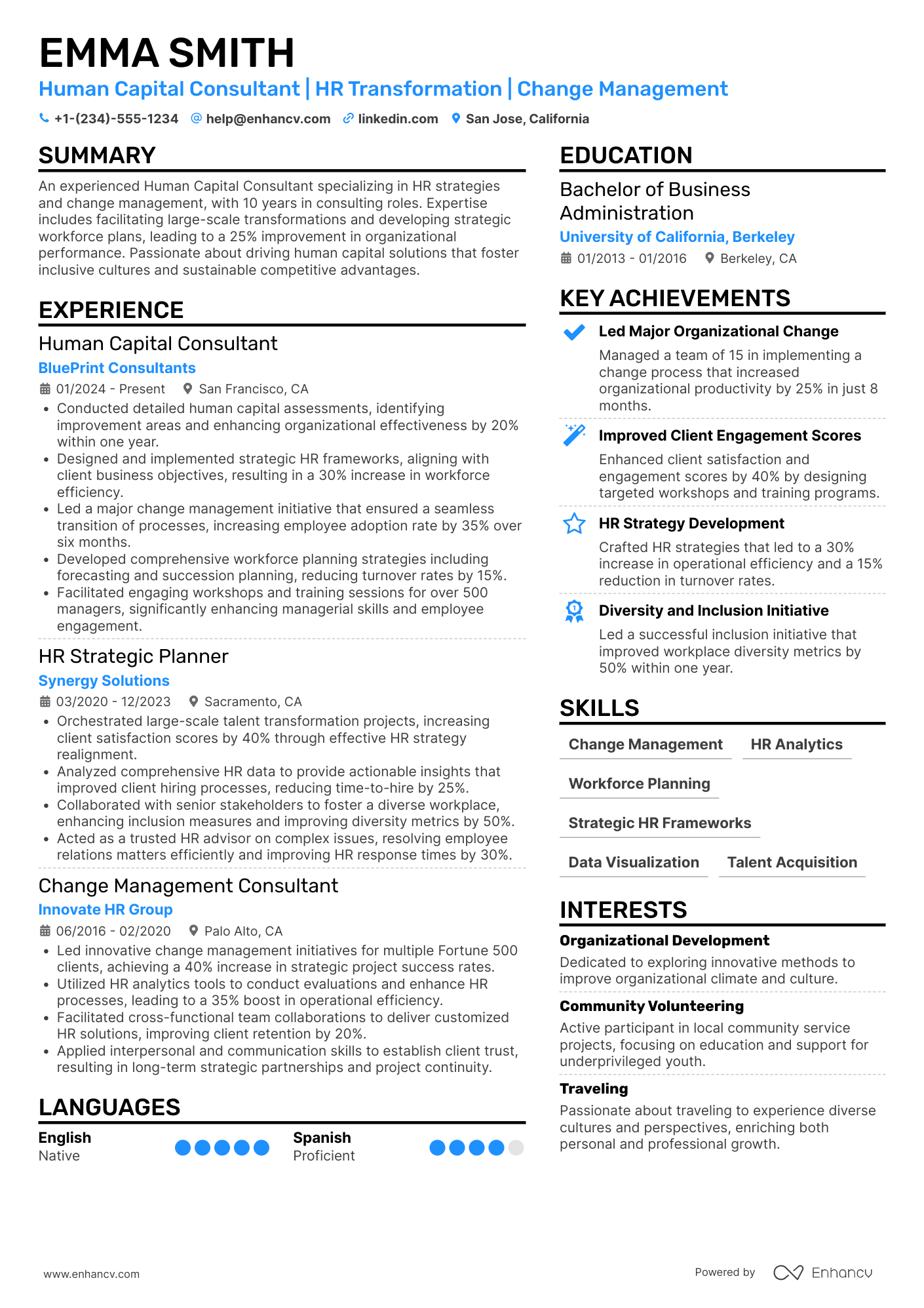 Deloitte Human Capital Consultant Resume Example