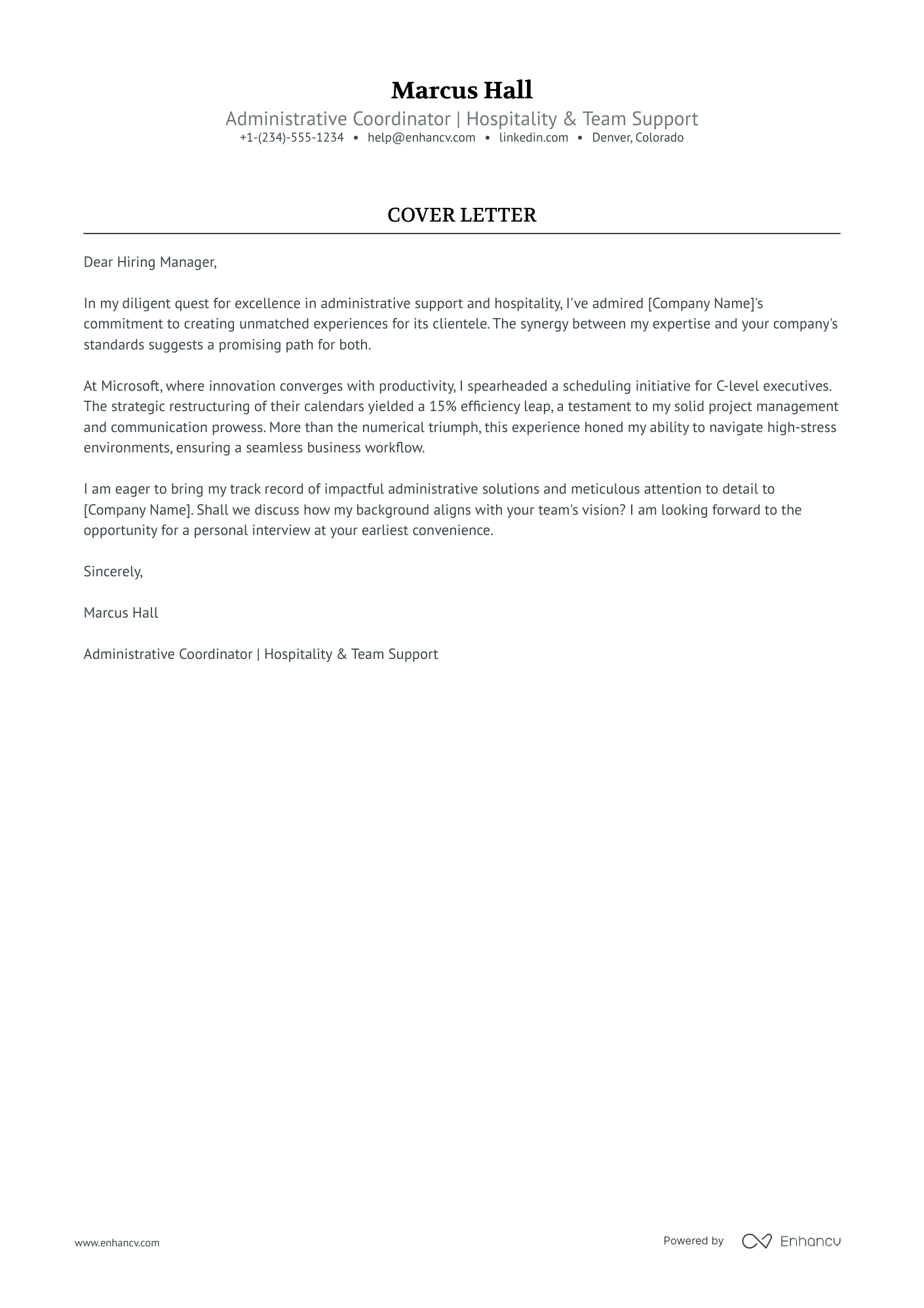 Administrative Coordinator Resume Example