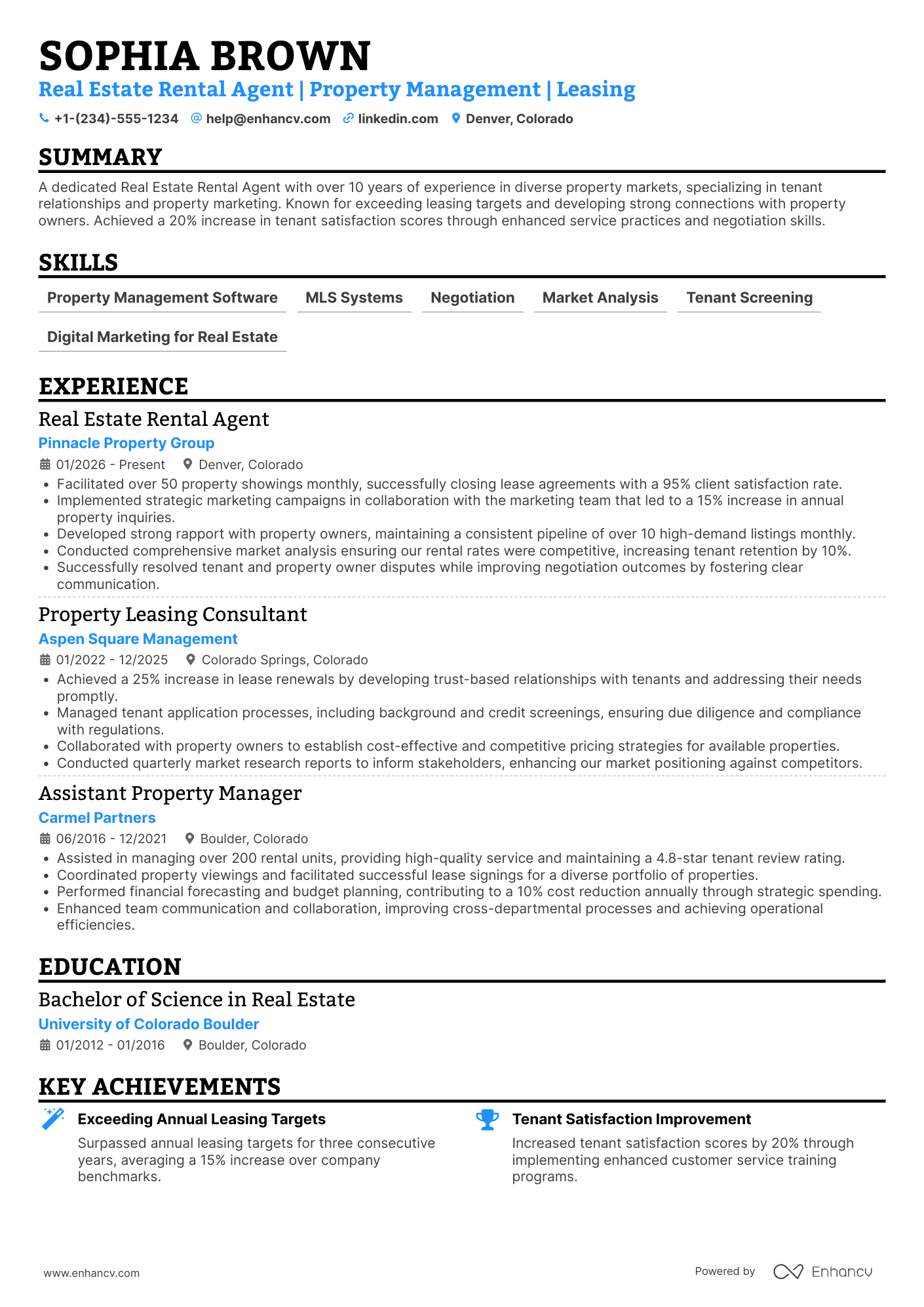 Real Estate Rental Agent Resume Example