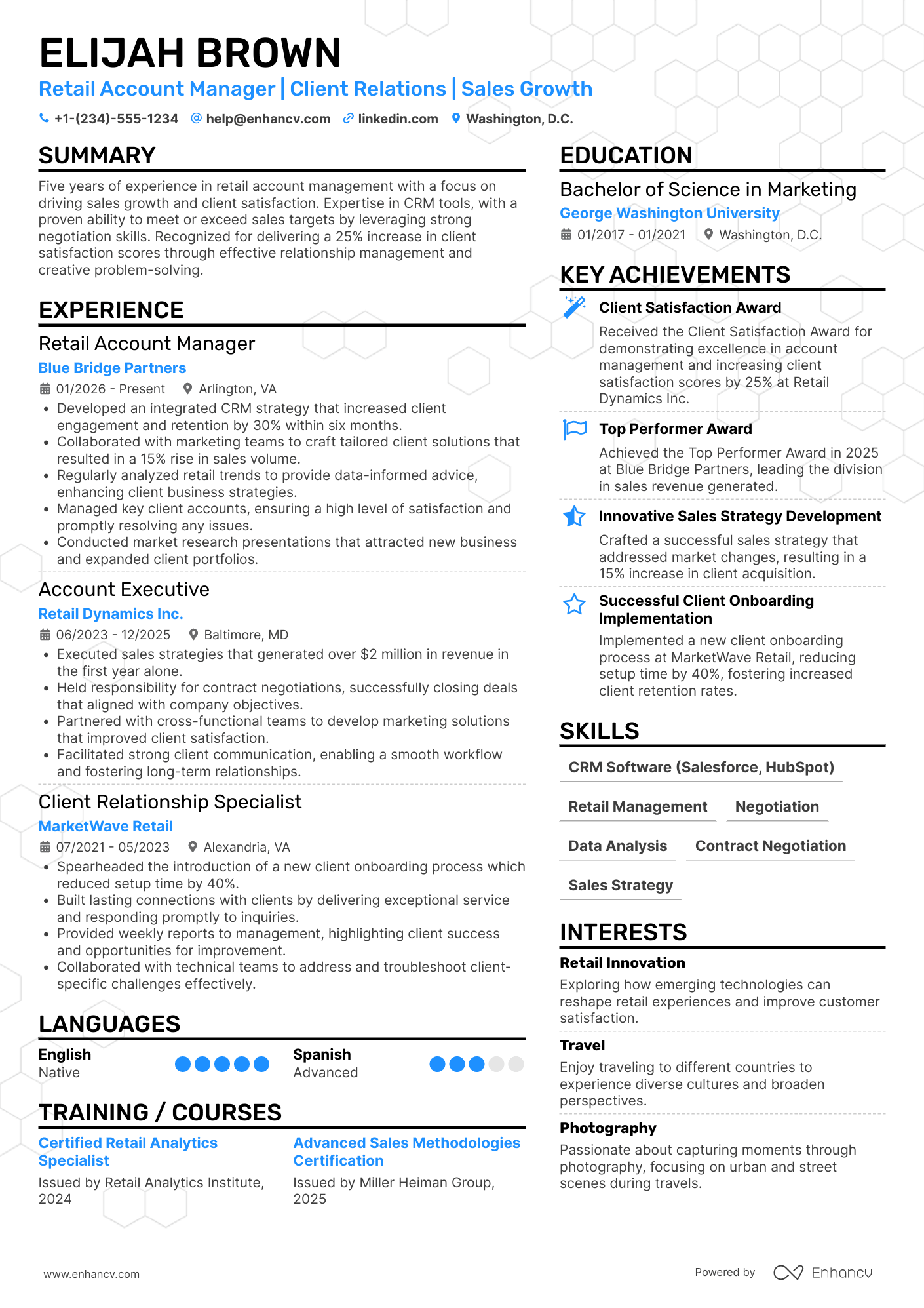 Retail Account Executive Resume Example