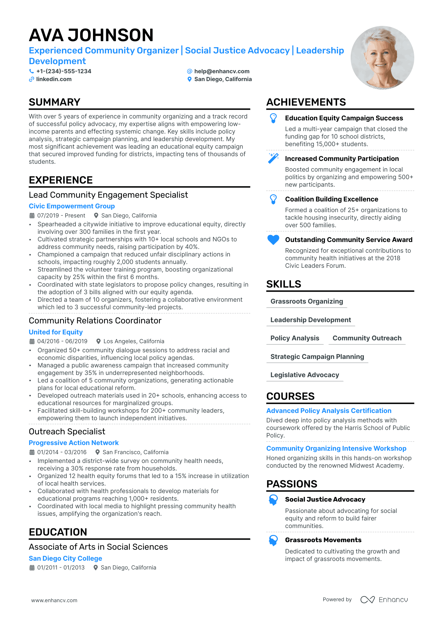 Community Organizer Resume Example