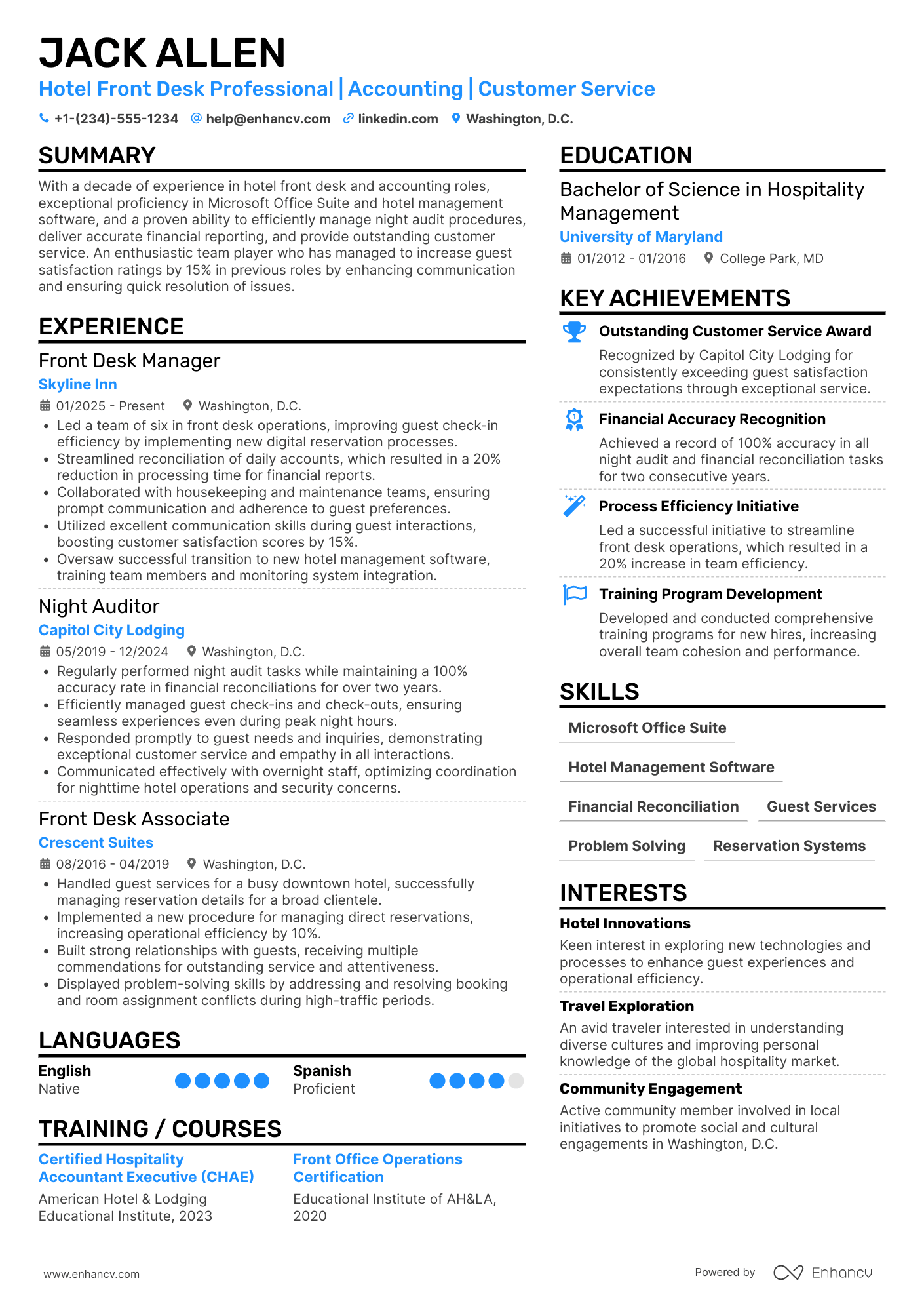 Night Auditor Resume Example