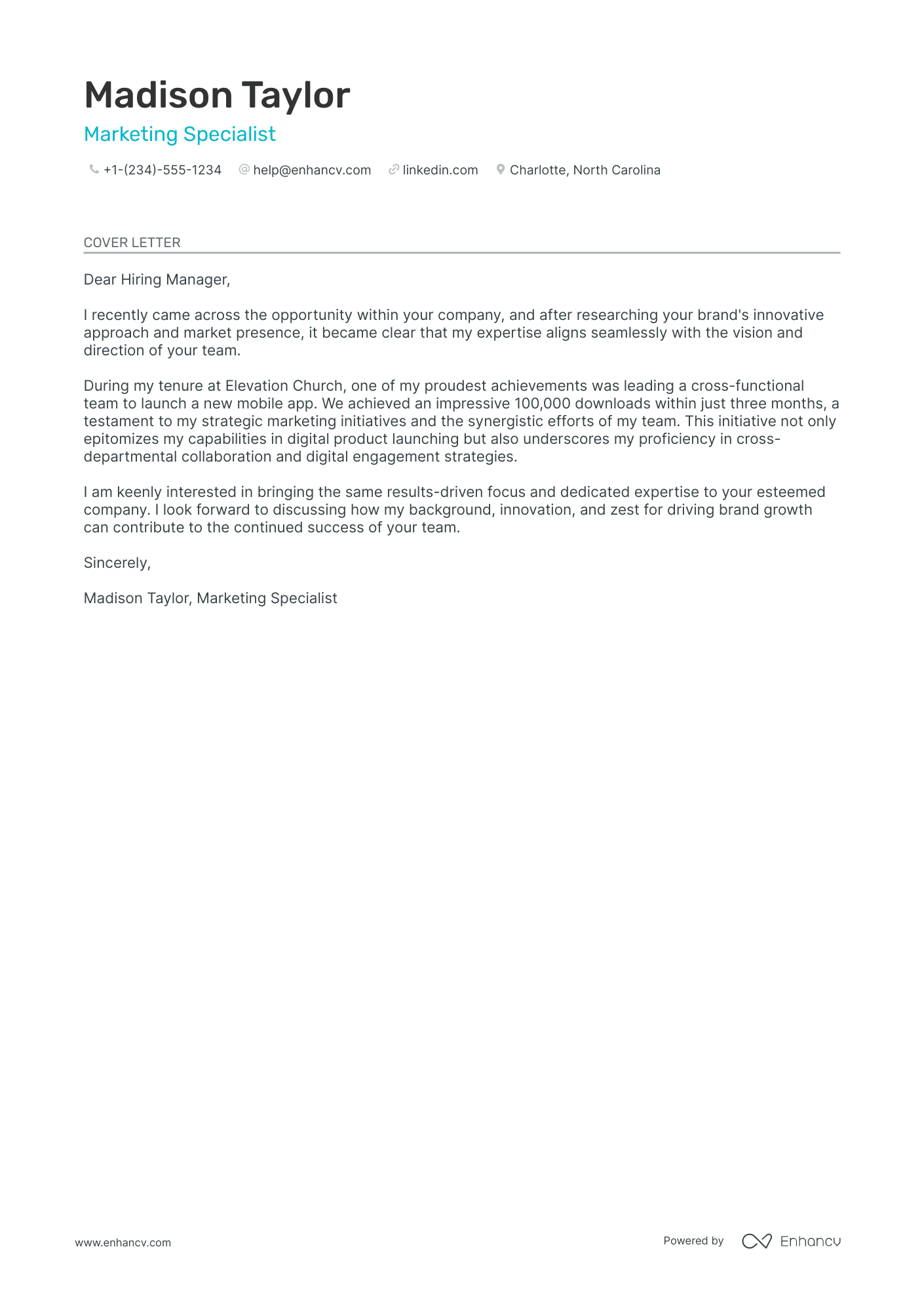 Marketing Specialist Resume Example