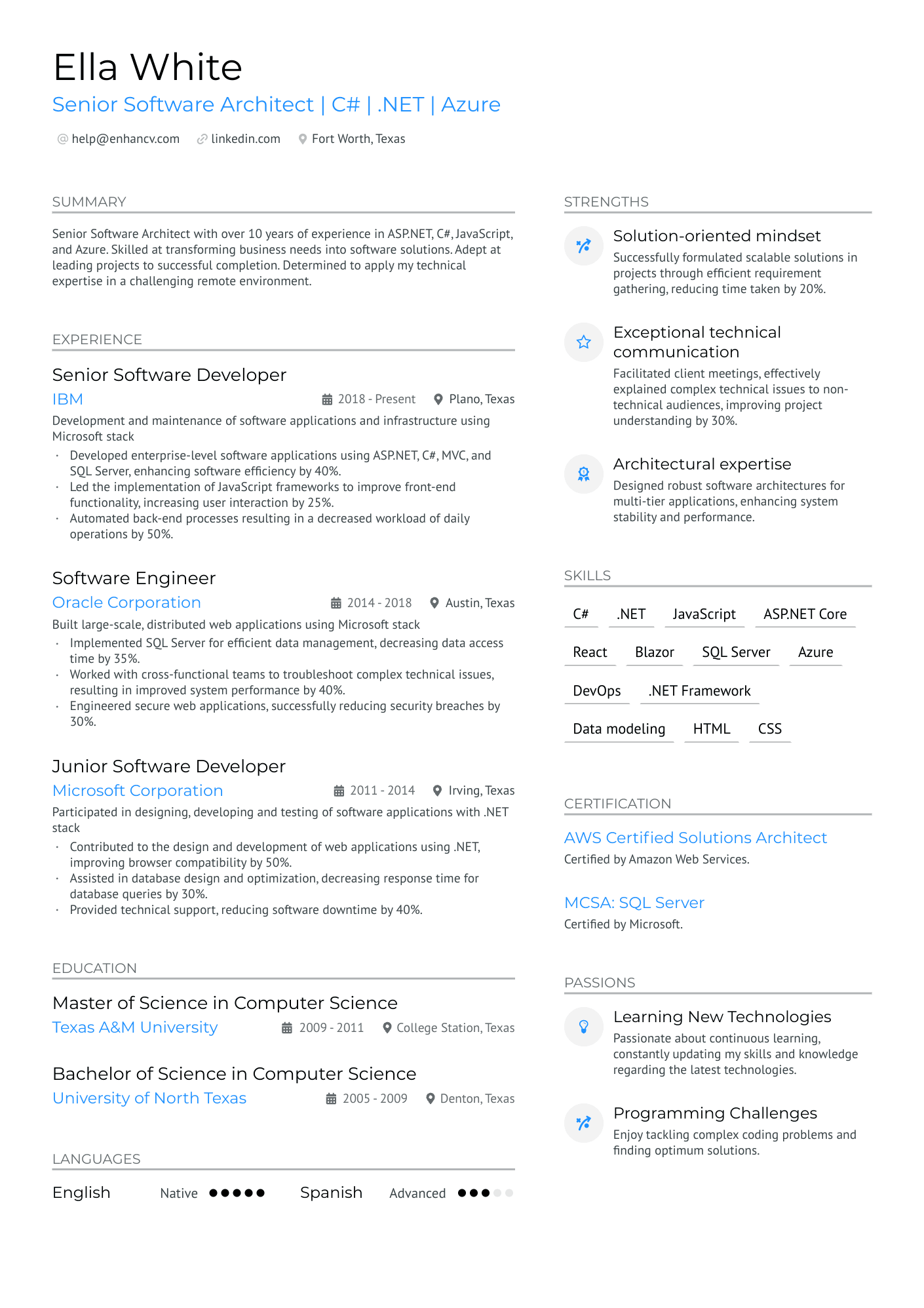 Senior .Net Developer Resume Resume Example
