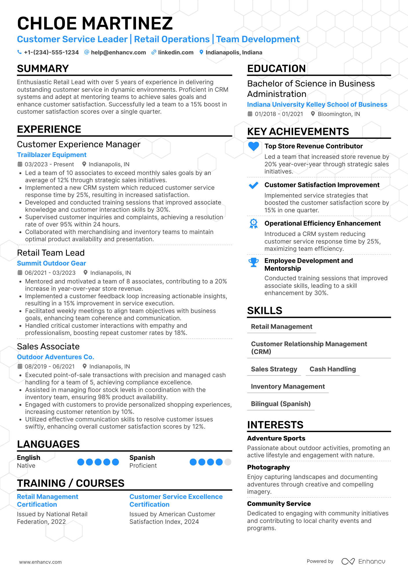 Customer Service Retail Lead Resume Example
