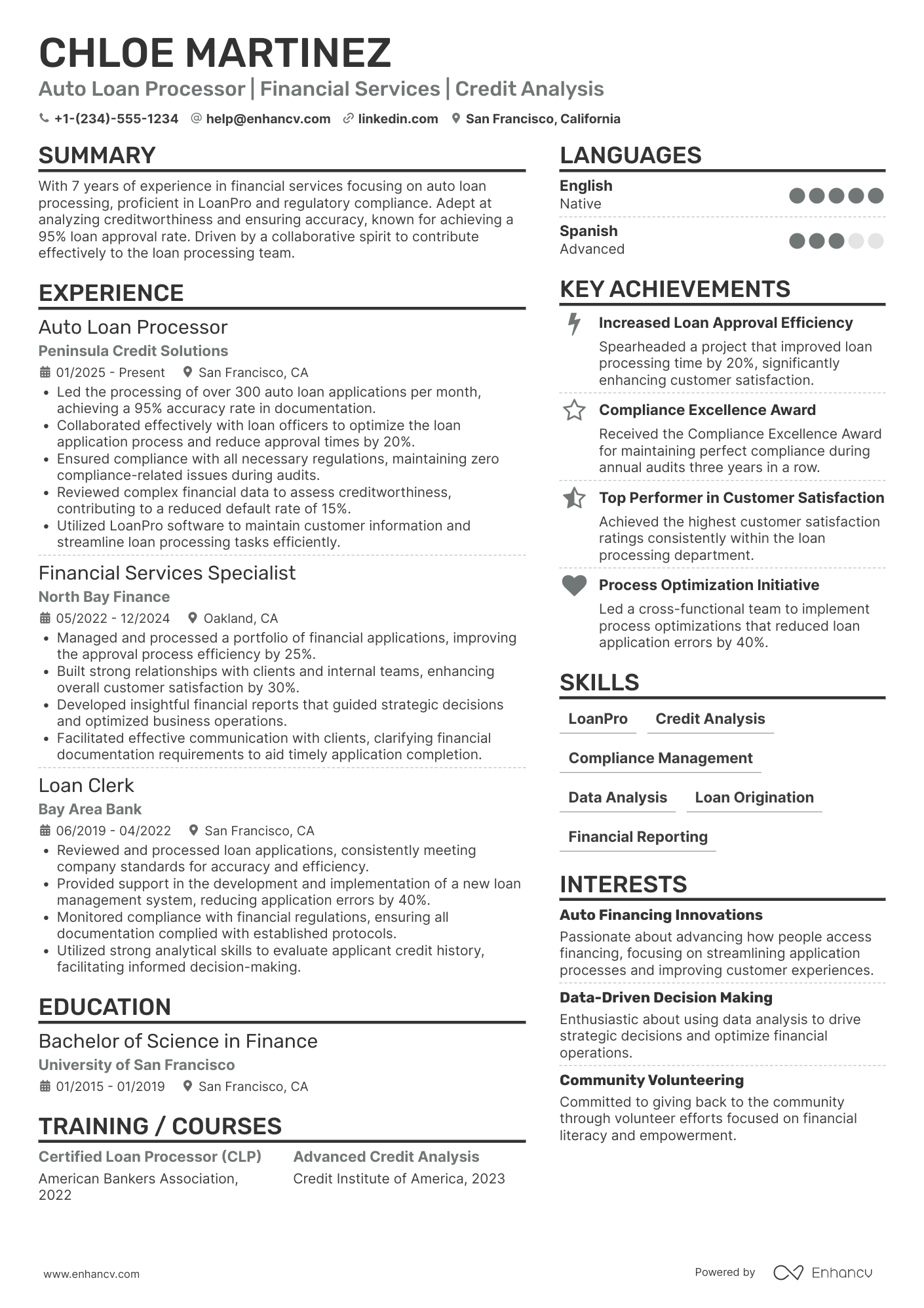 Auto Loan Processor Resume Example