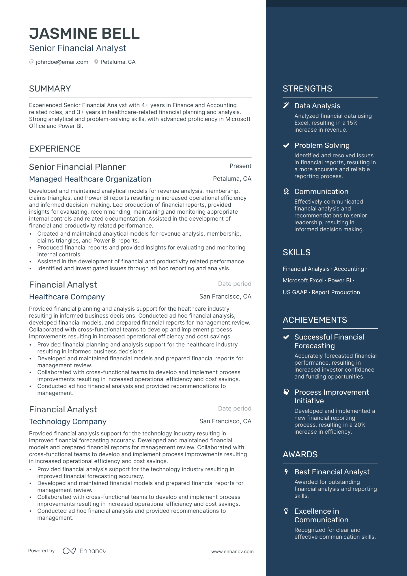 Business Analyst Accounting Resume Example