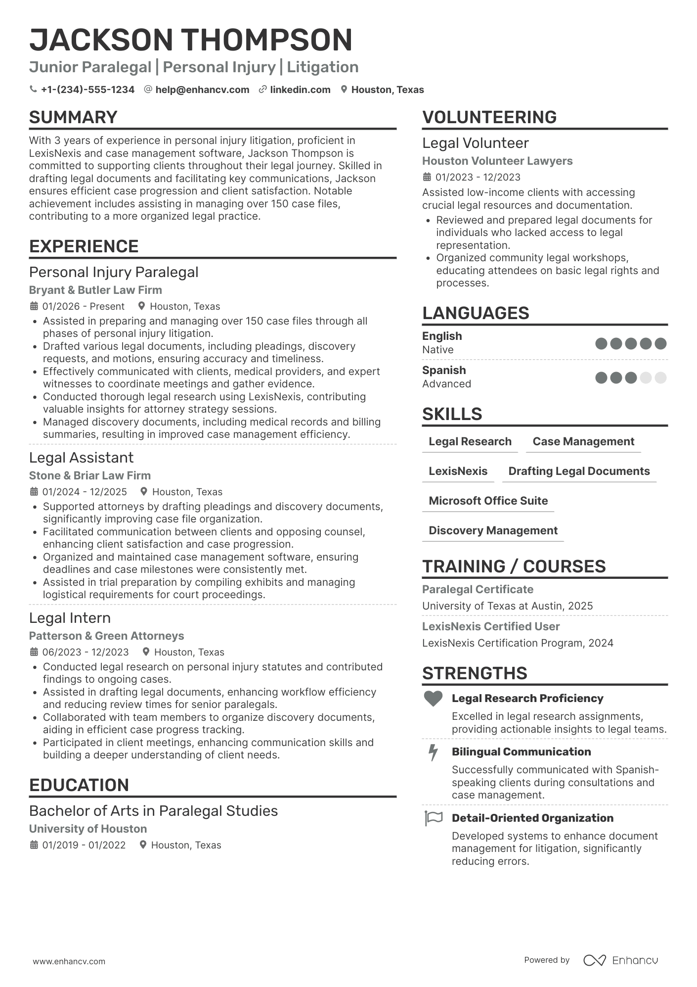 Personal Injury Paralegal Resume Example