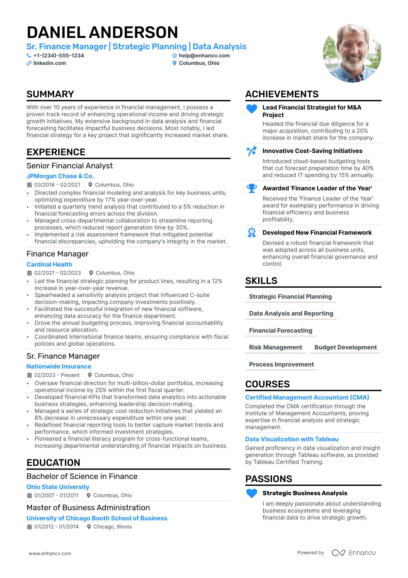 Senior Finance Manager Resume Example