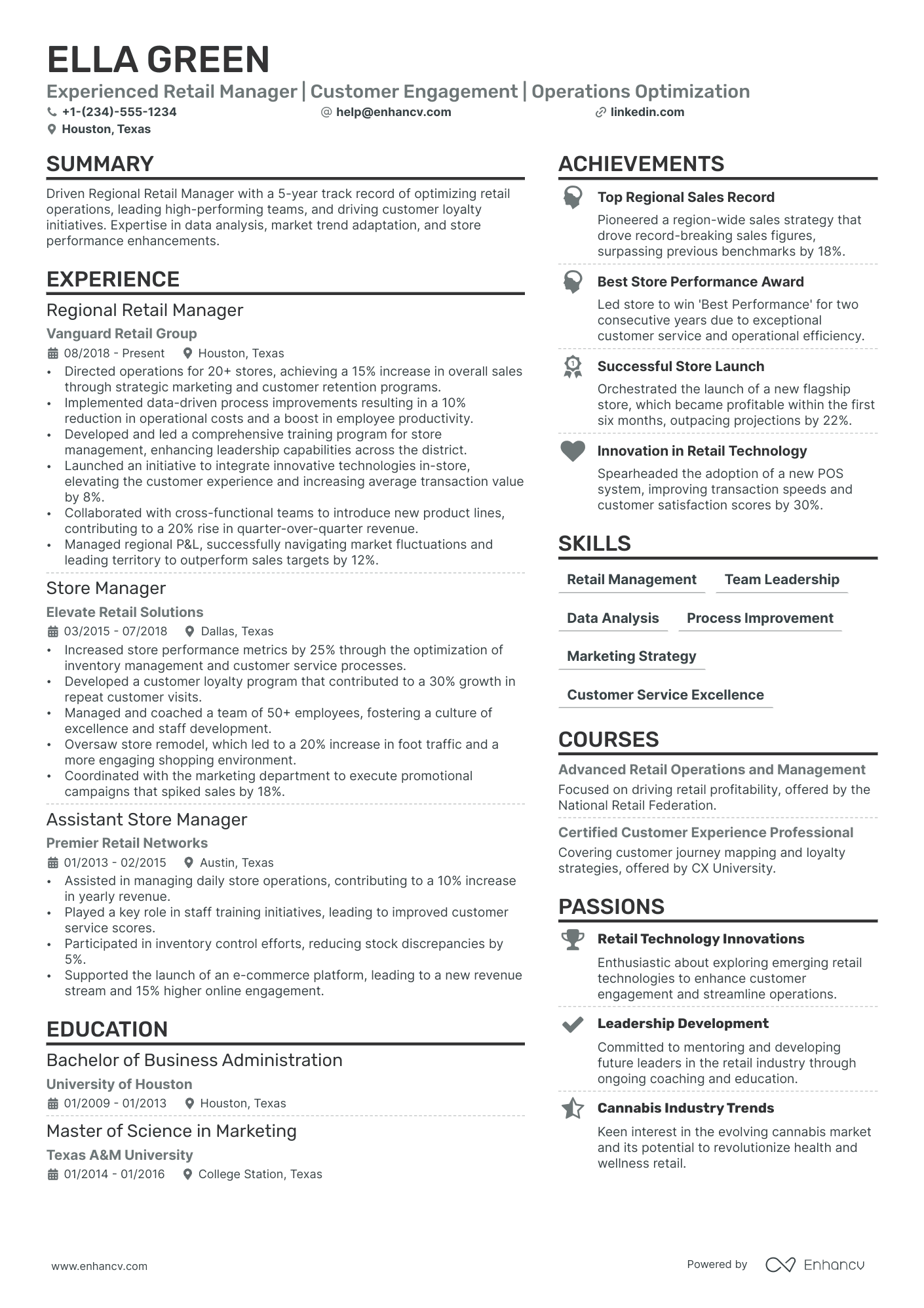 Retail Director Resume Example