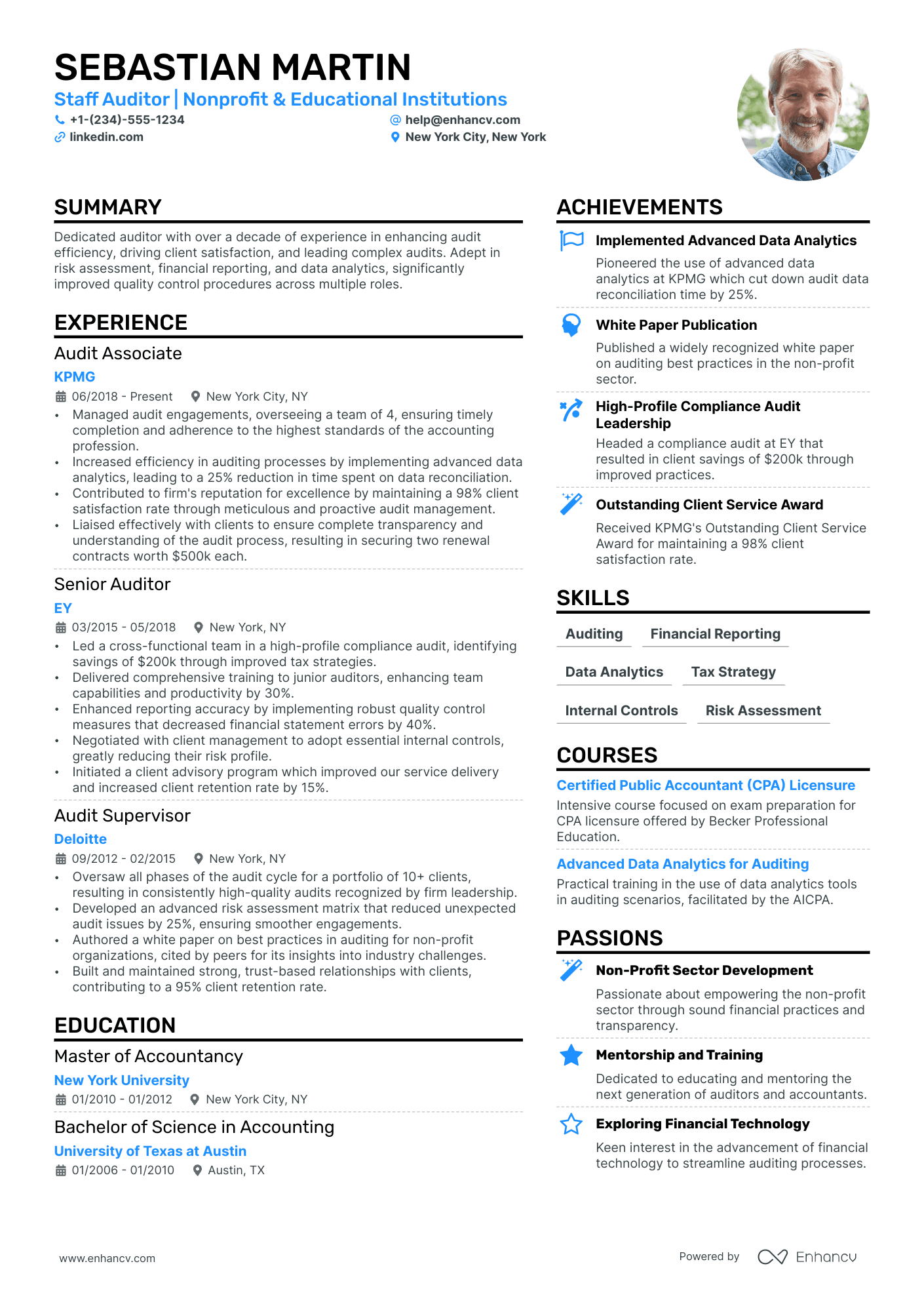 Staff Auditor Resume Example