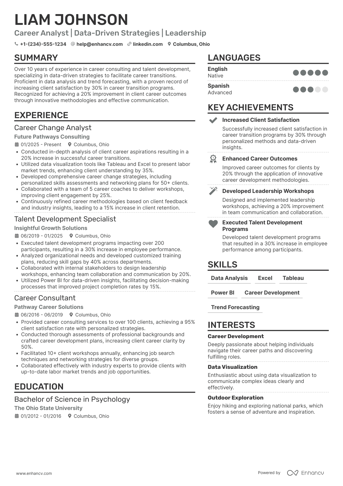 Career Change Analyst Resume Example