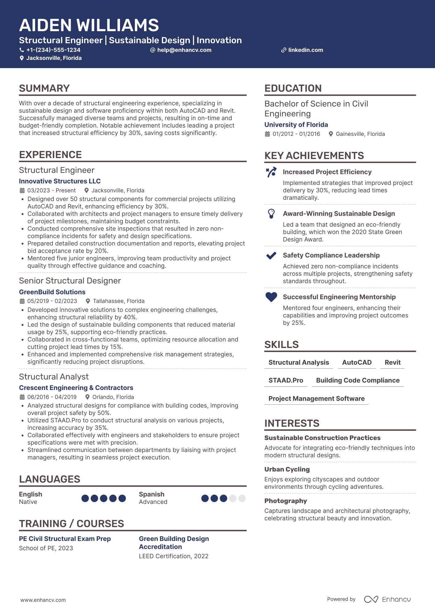 Structural Engineer Resume Example