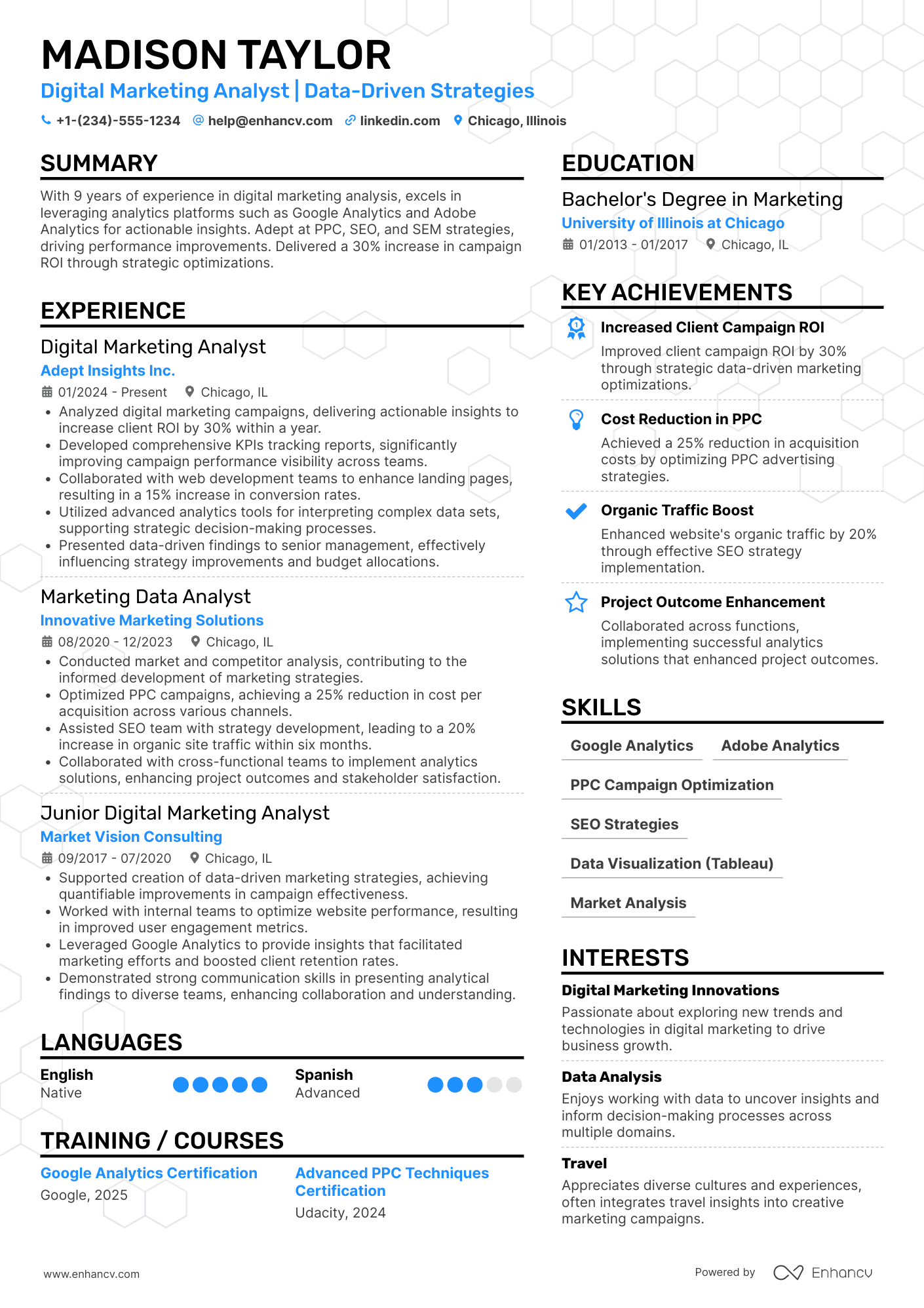 Accenture Digital Marketing Analyst Resume Example