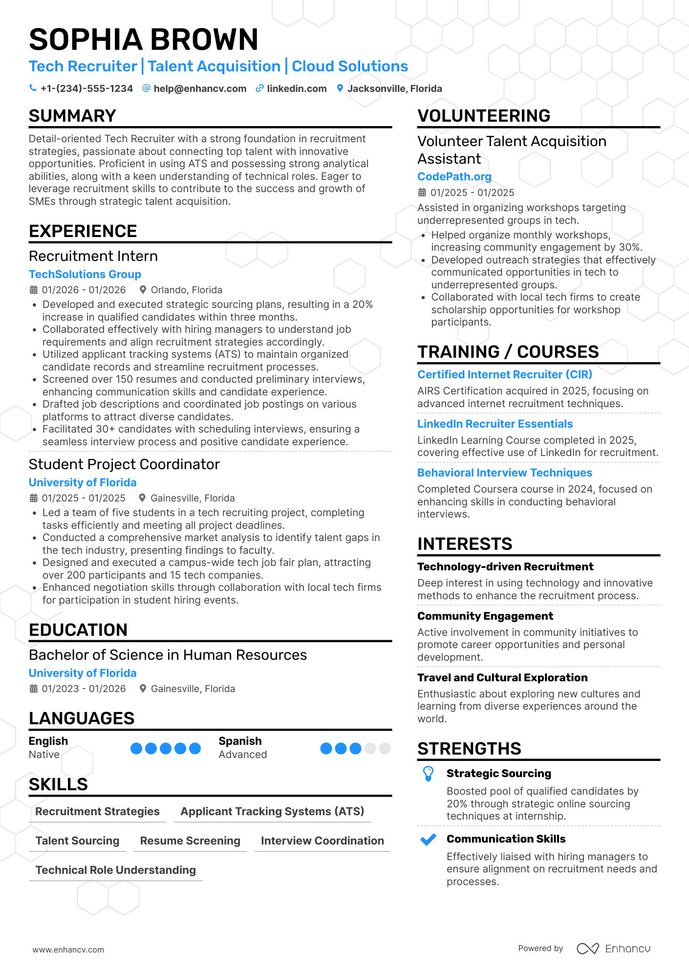 Entry Level Tech Recruiter Resume Example