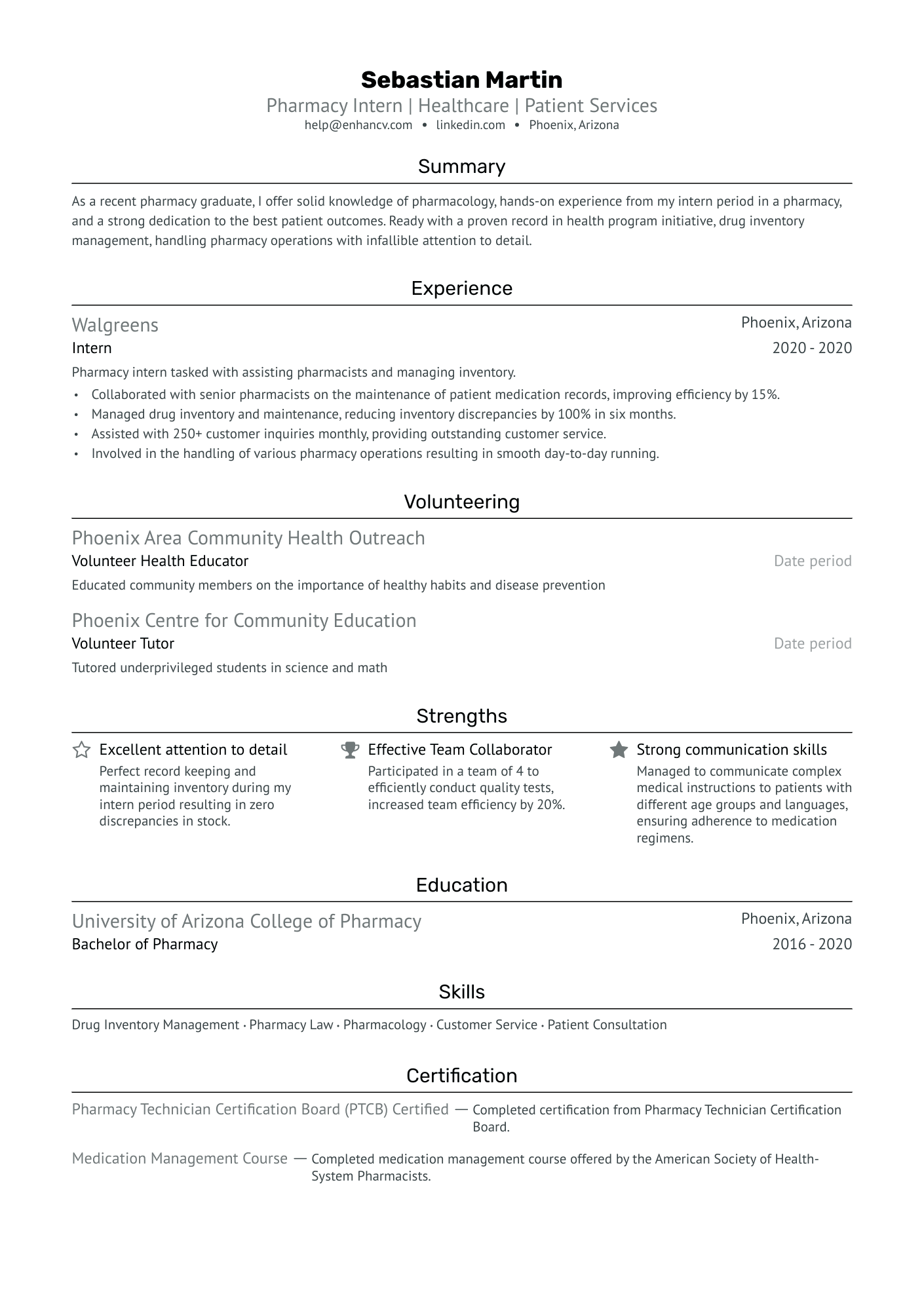 Pharmacy Technician No Experience Resume Example
