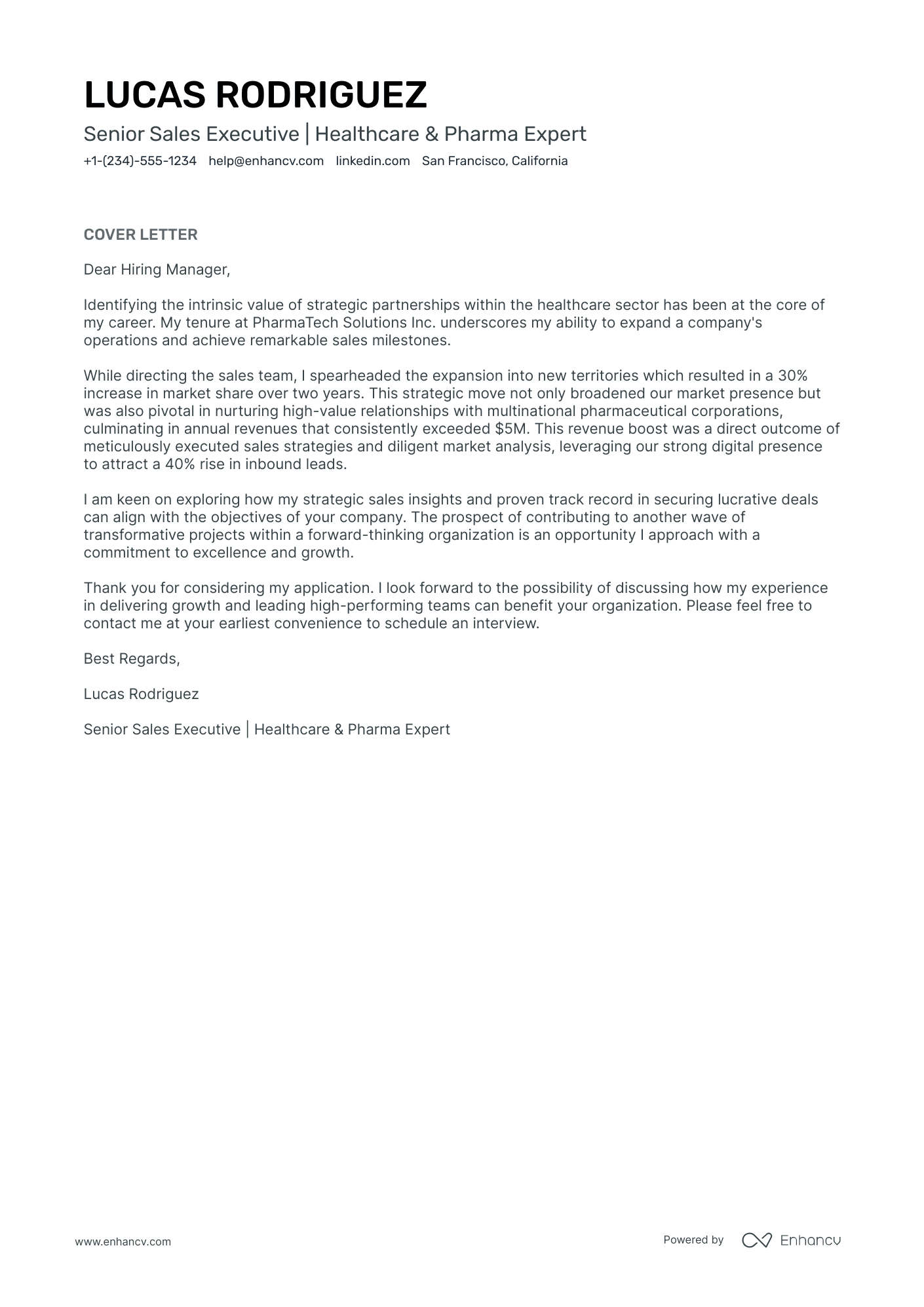 Senior Sales Manager Resume Example