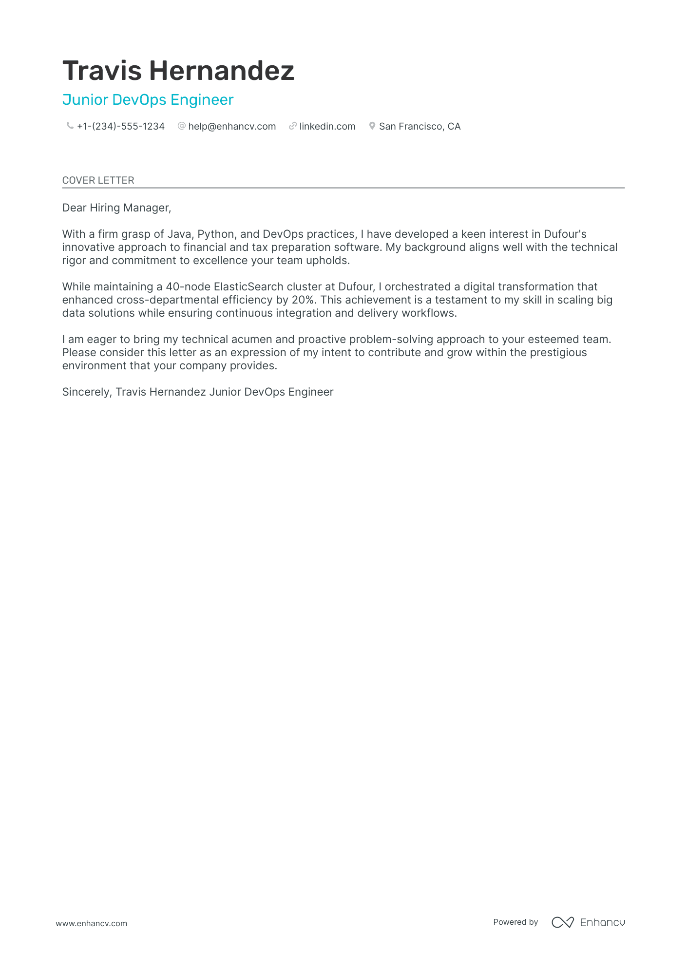 Junior Devops Engineer Resume Example