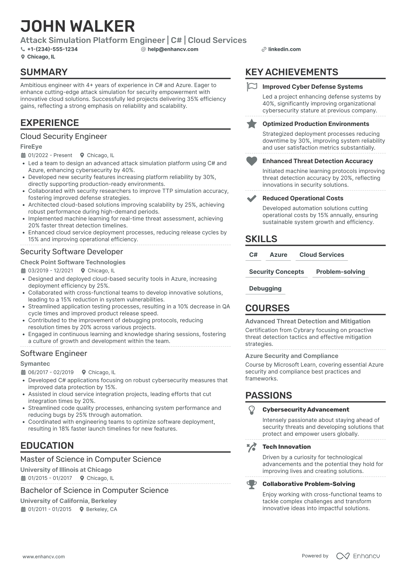 Security Software Engineer Resume Example