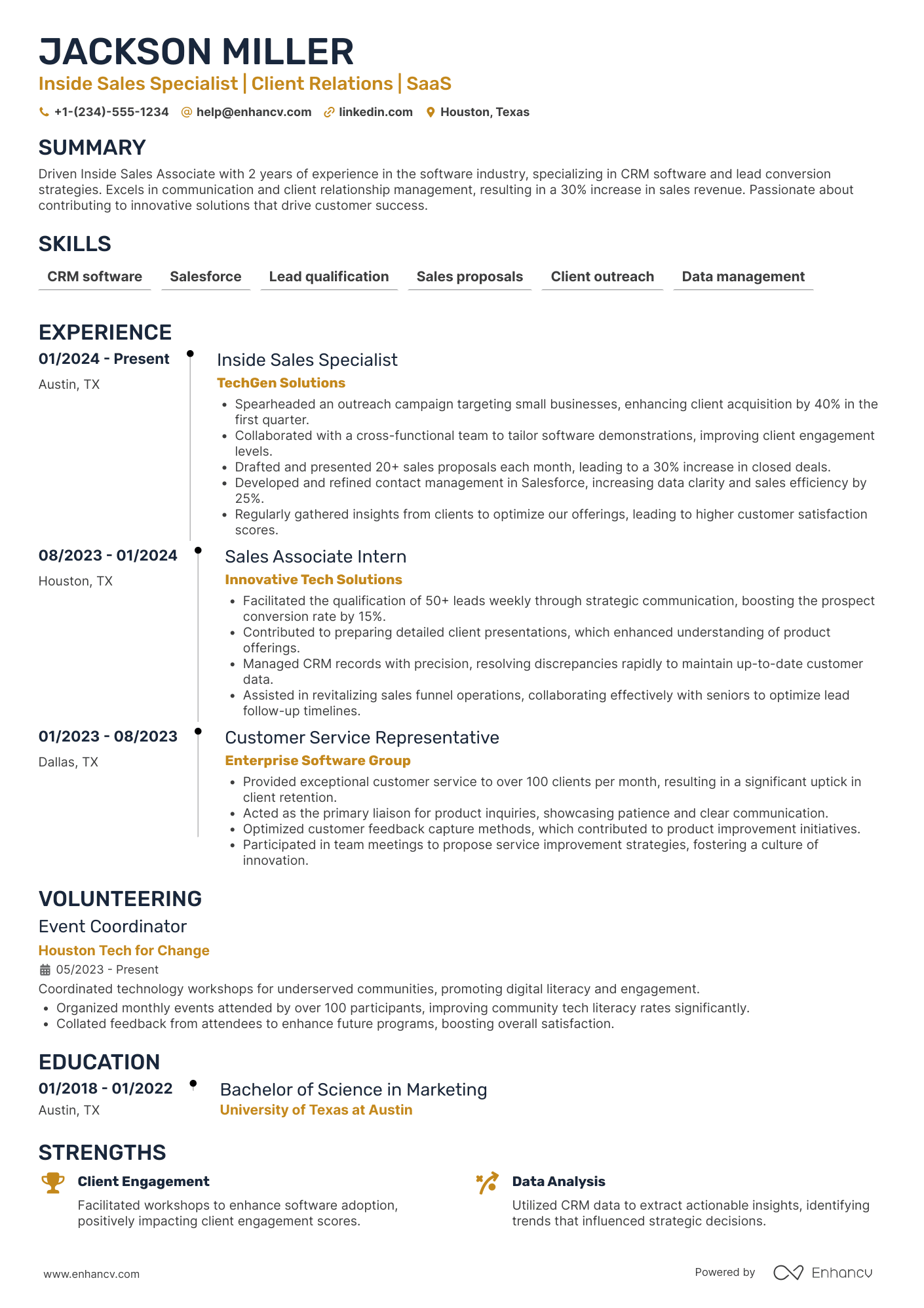 Inside Sales Associate Resume Example