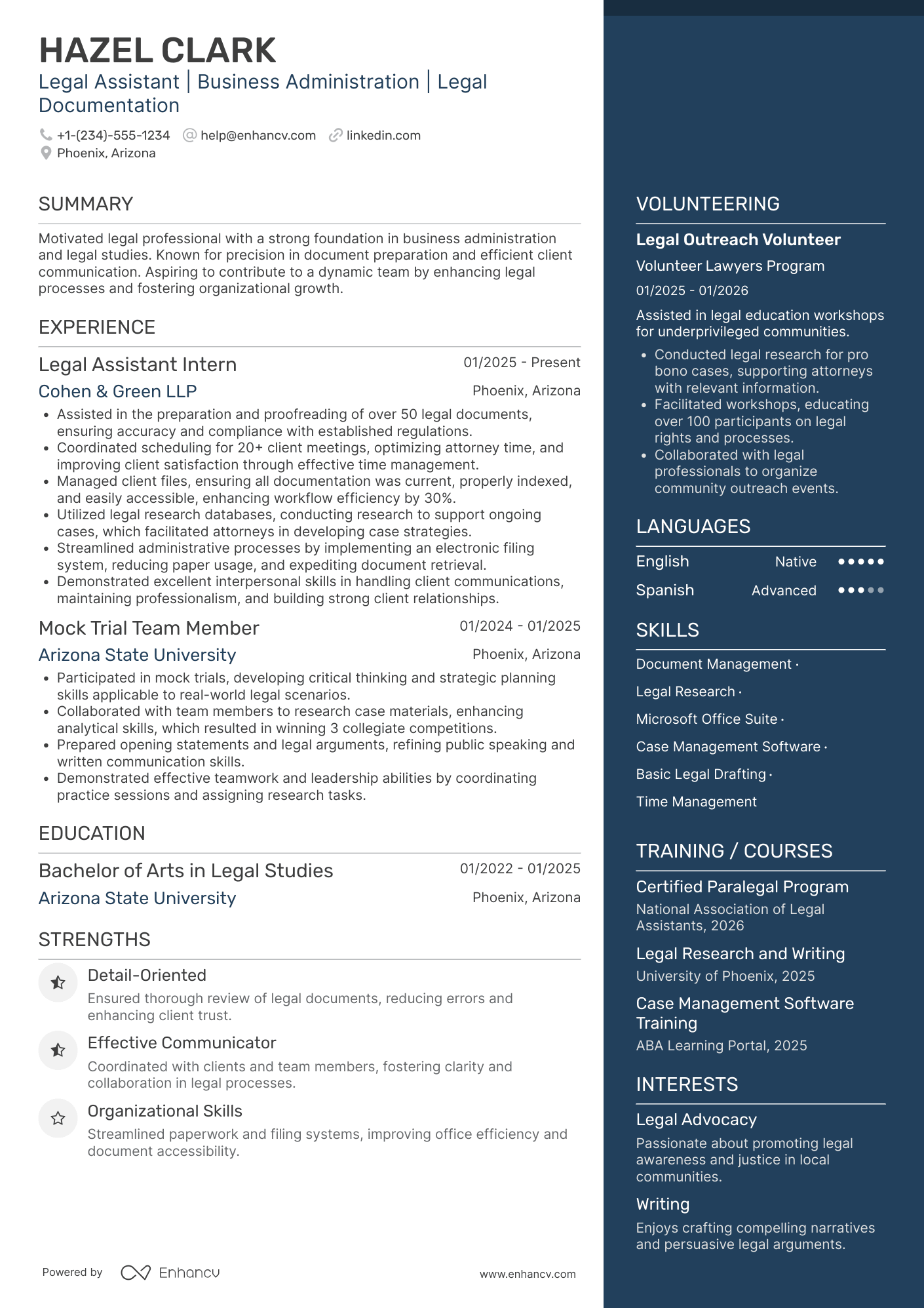 Entry Level Legal Assistant Resume Example