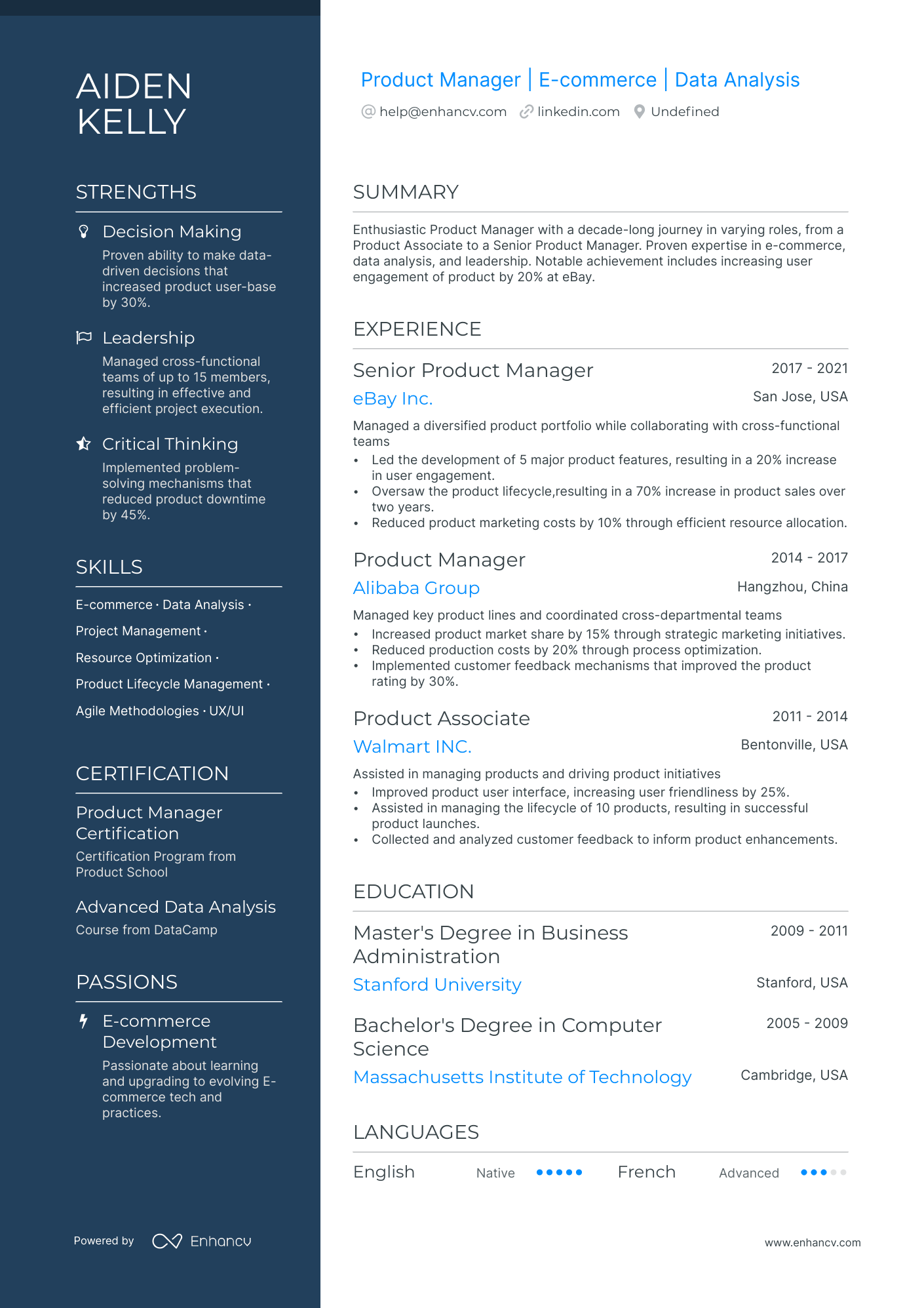 Amazon Product Manager Resume Example