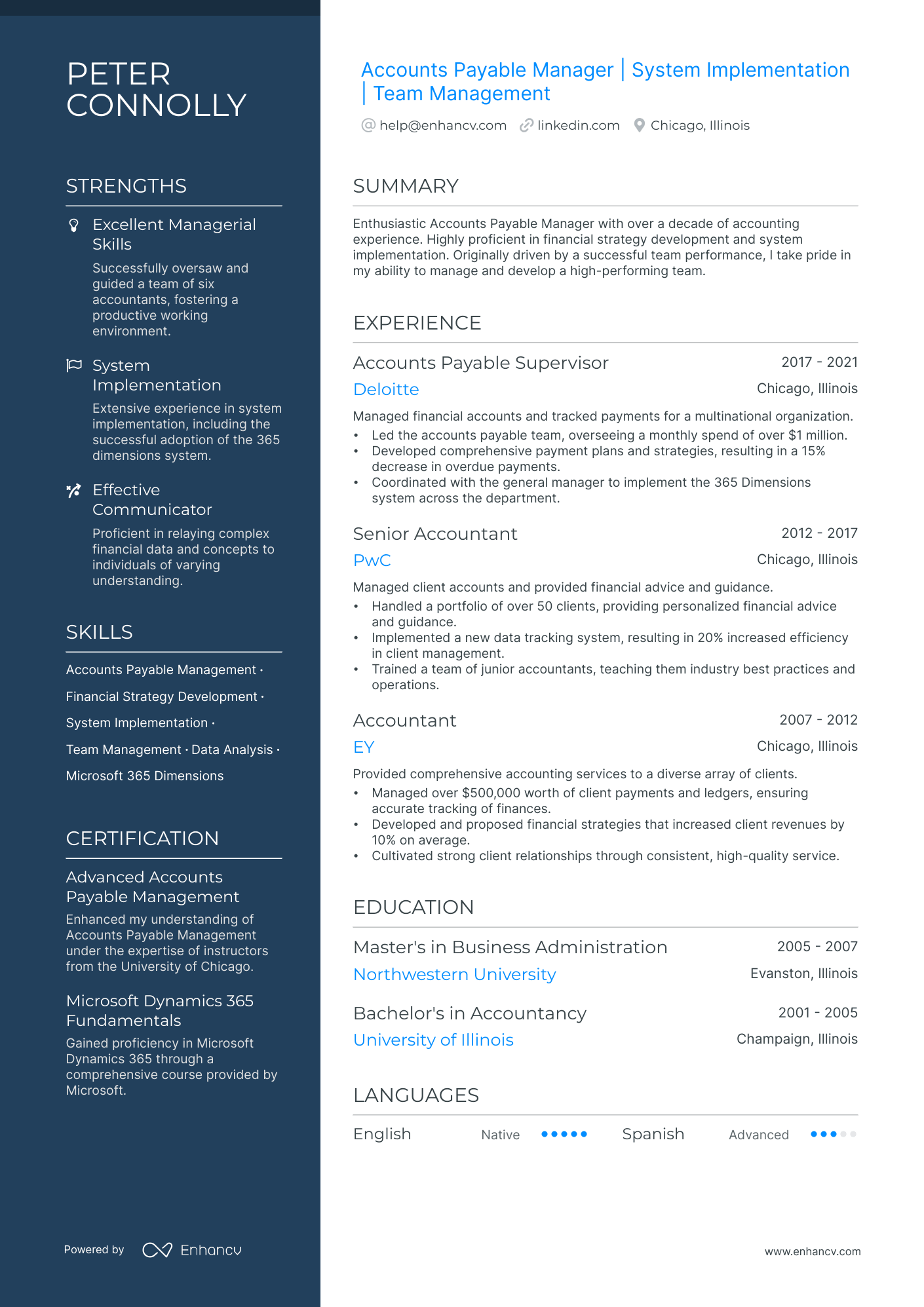 Accounts Payable Manager Resume Example