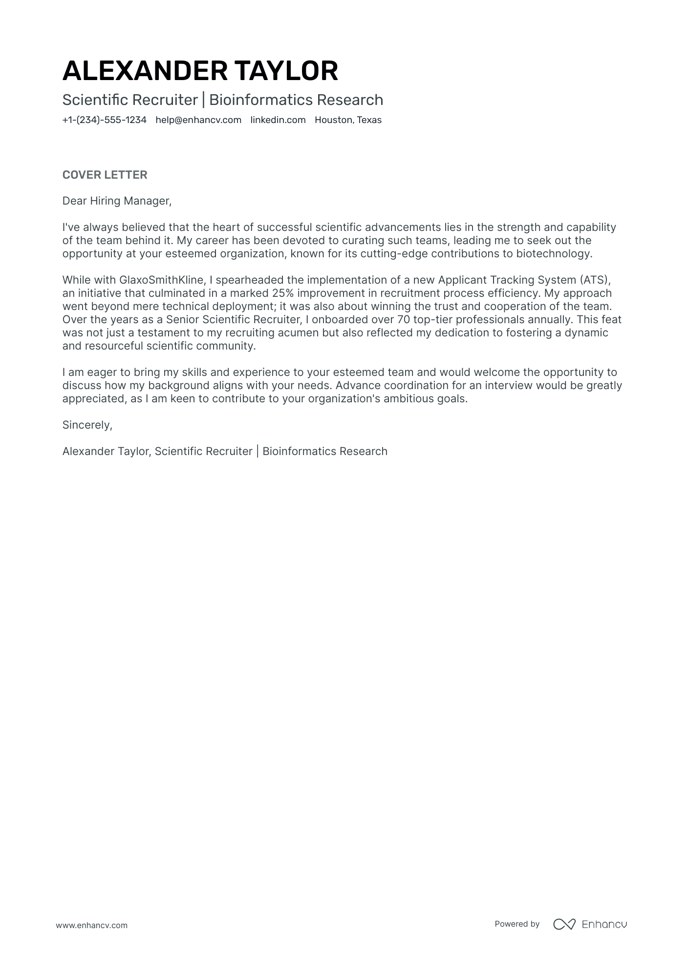 Scientific Recruiter Resume Example