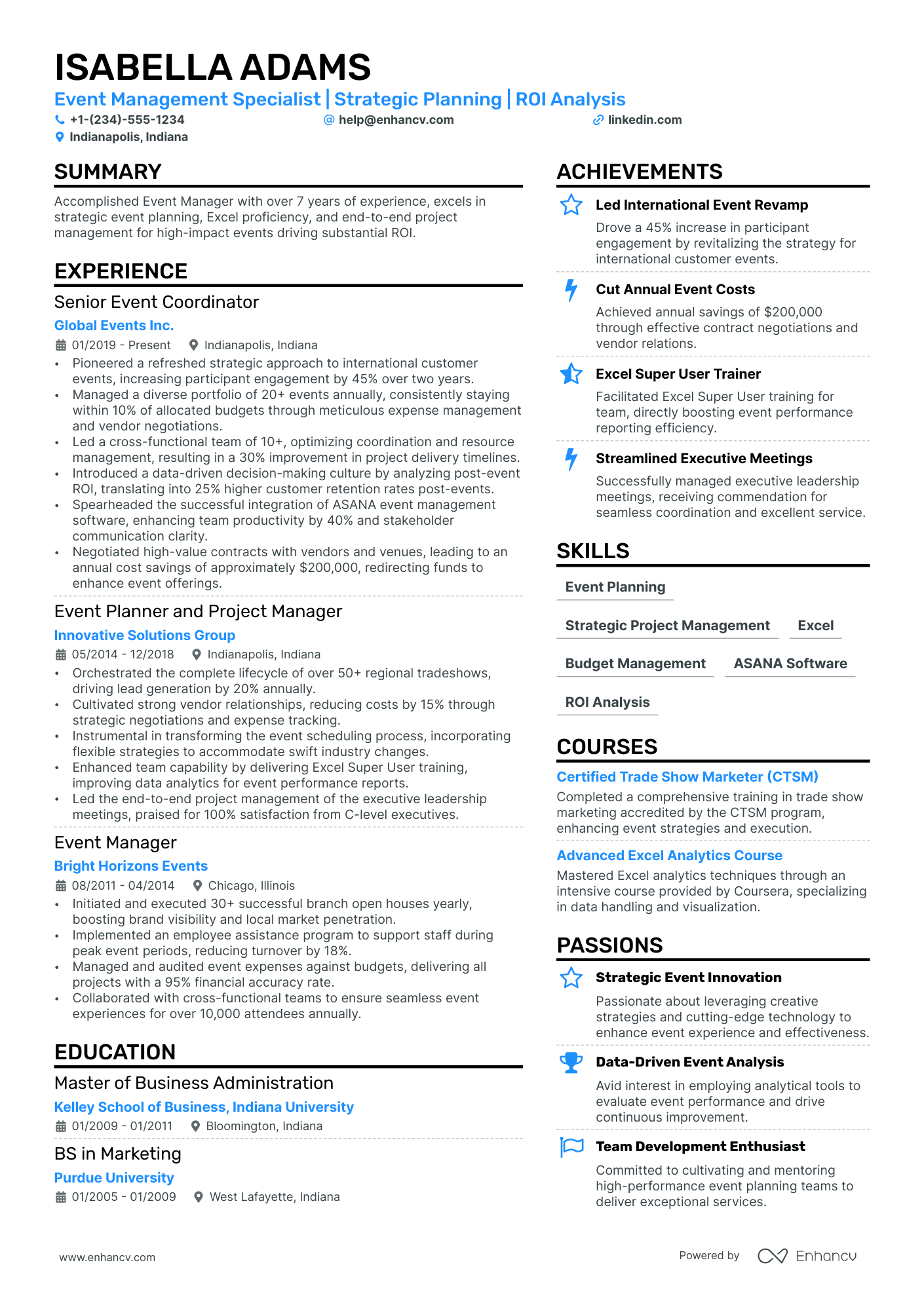 Event Marketing Resume Example