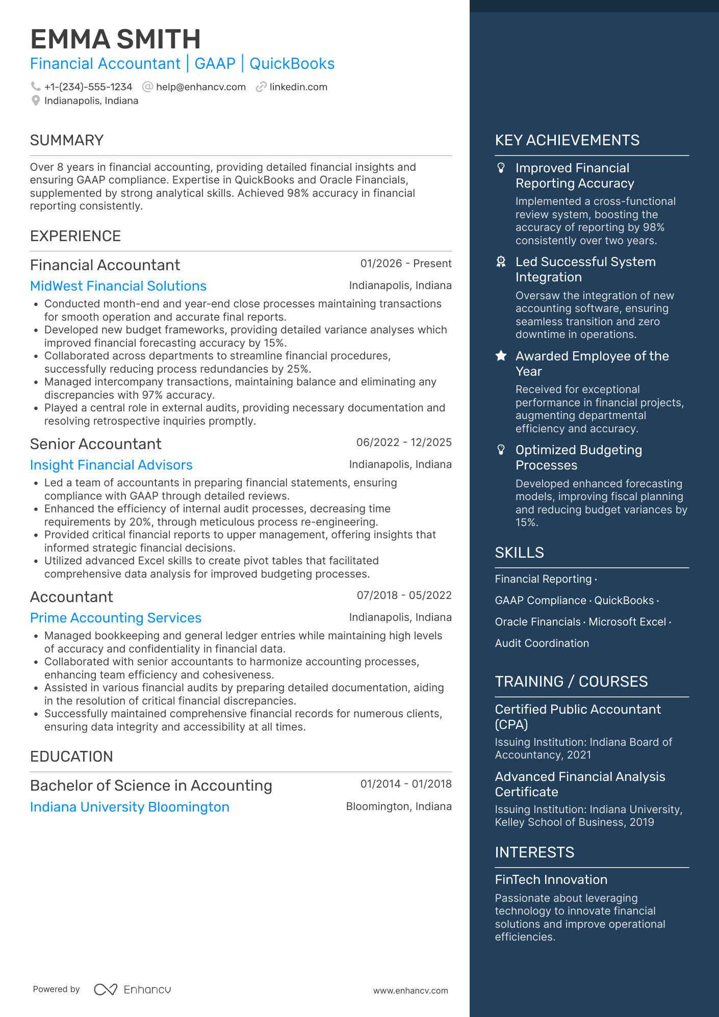 Financial Accounting Resume Example