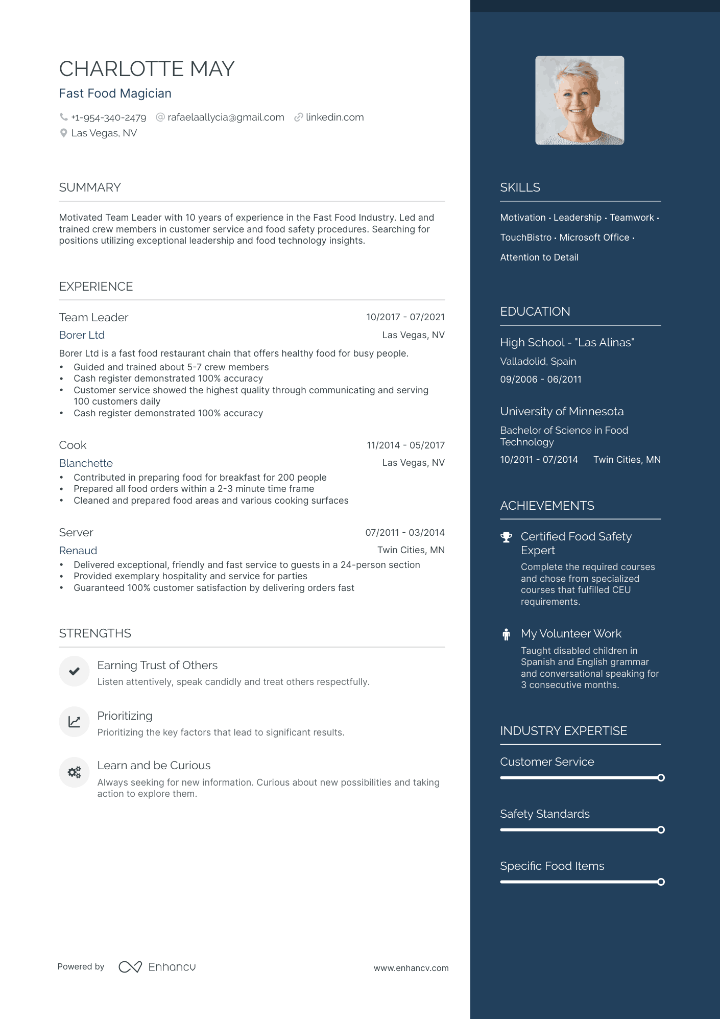 Fast Food Resume Example