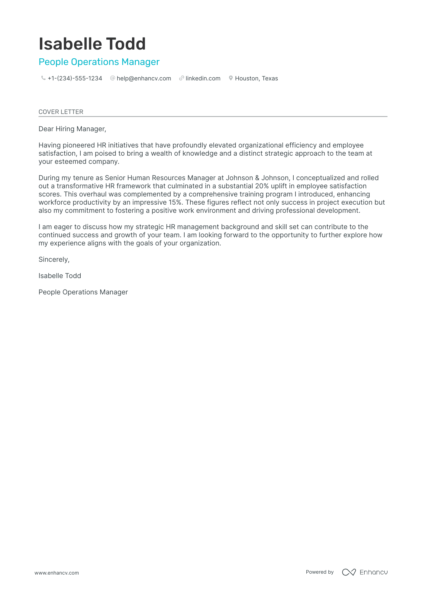 People Operations Manager Resume Example