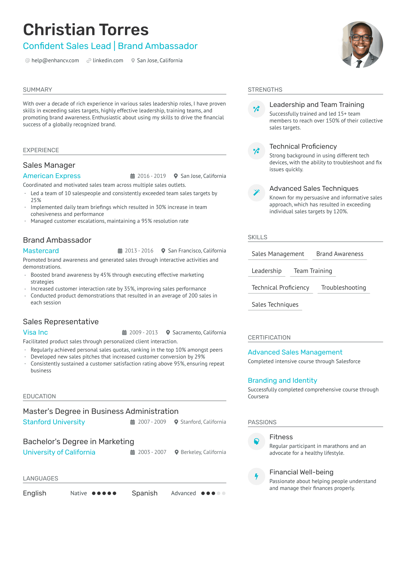 Brand Ambassador Lead Resume Example